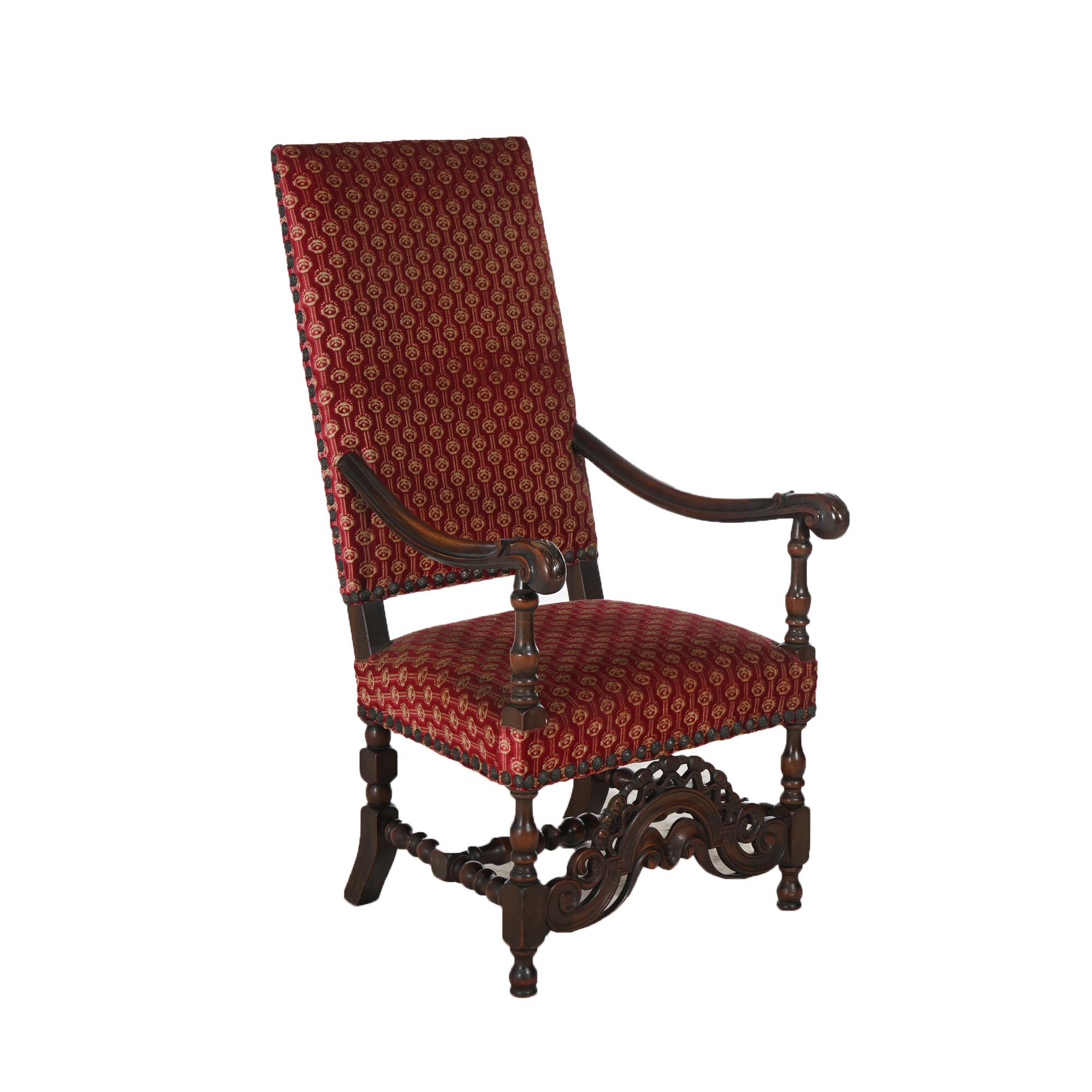 Antique Set of Six Kittinger Jacobean Style Carved Walnut Dining Chairs c1930 6