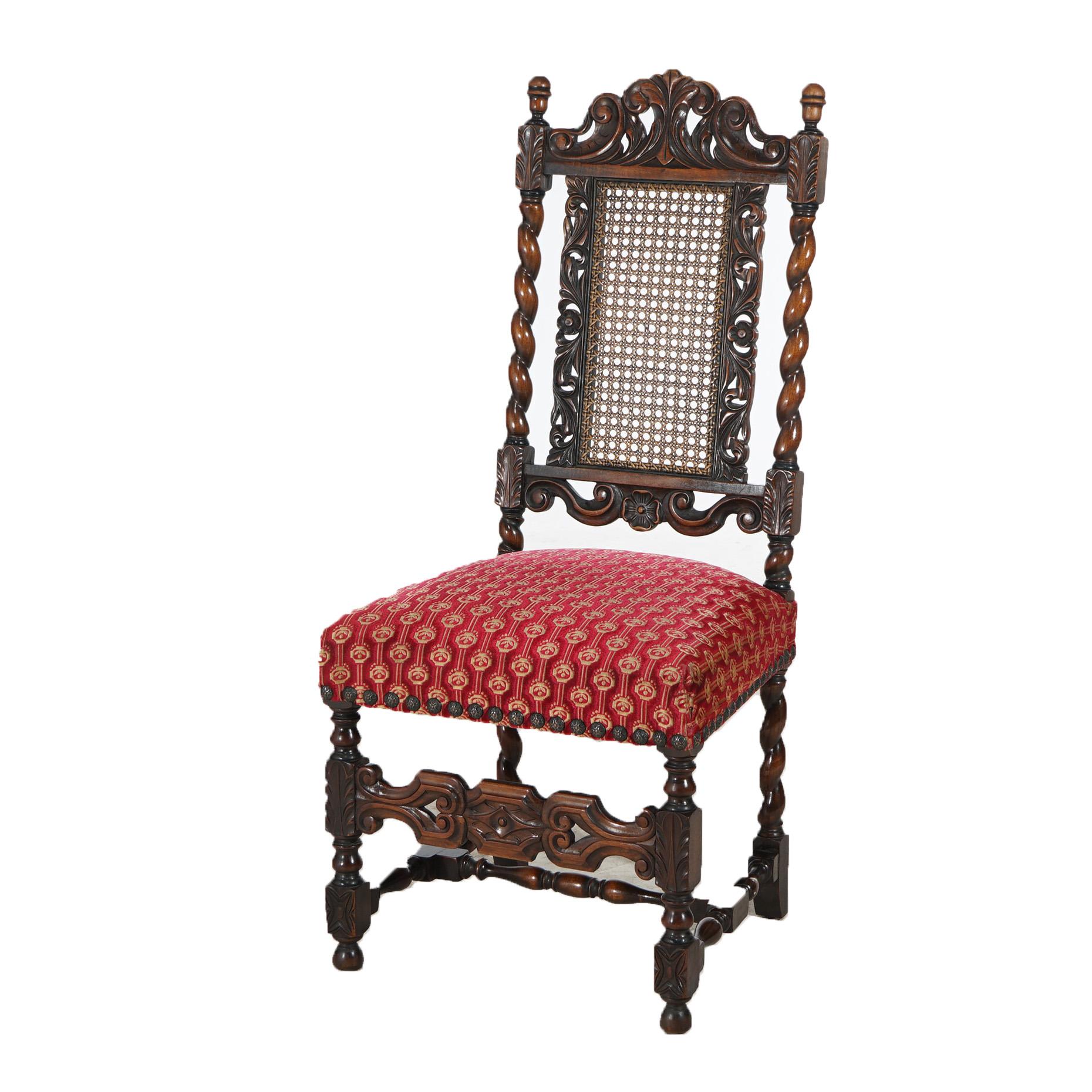 Antique Set of Six Kittinger Jacobean Style Carved Walnut Dining Chairs c1930 7