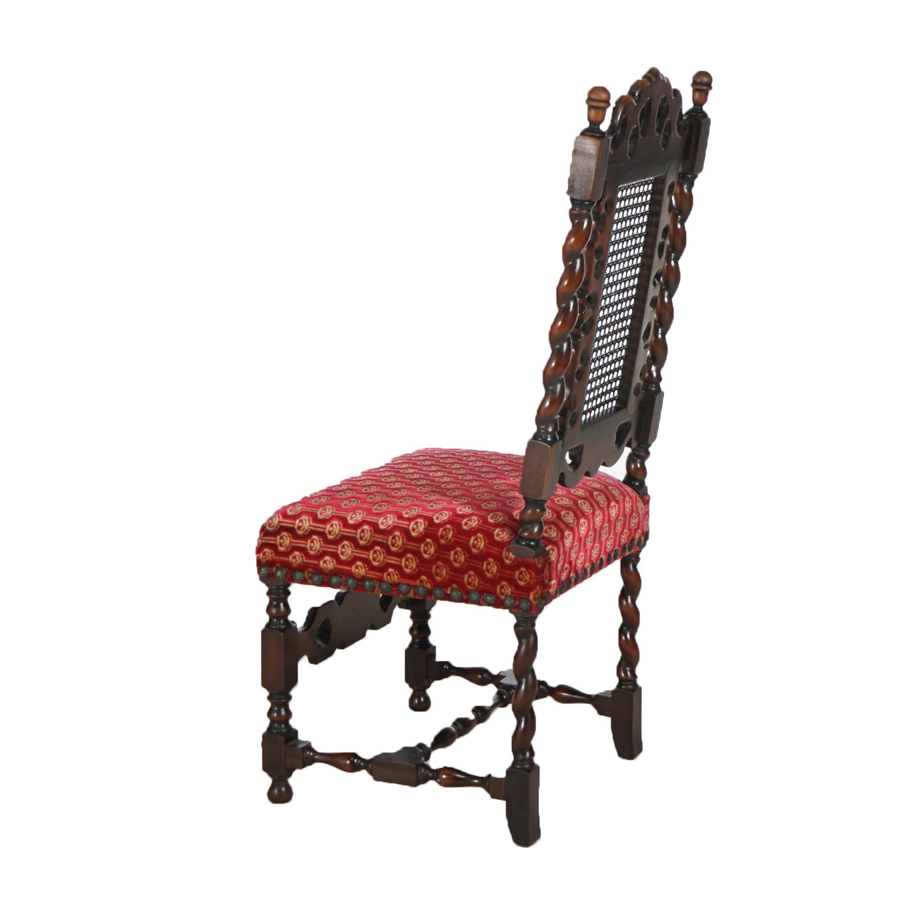Antique Set of Six Kittinger Jacobean Style Carved Walnut Dining Chairs c1930 8
