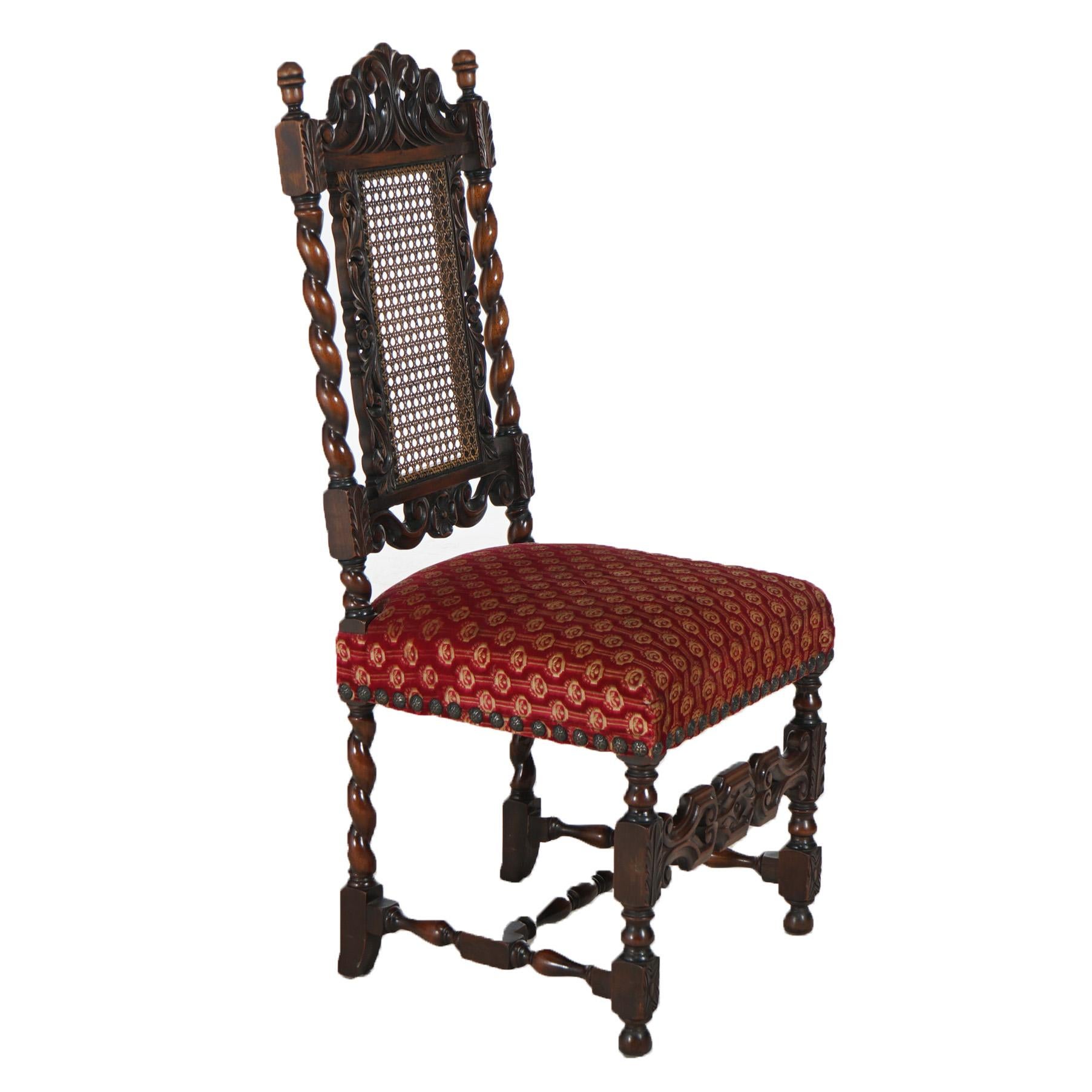 Antique Set of Six Kittinger Jacobean Style Carved Walnut Dining Chairs c1930 9