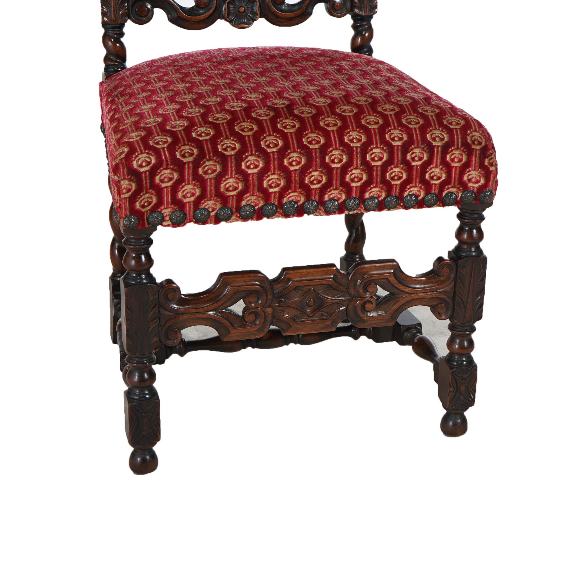 Antique Set of Six Kittinger Jacobean Style Carved Walnut Dining Chairs c1930 10