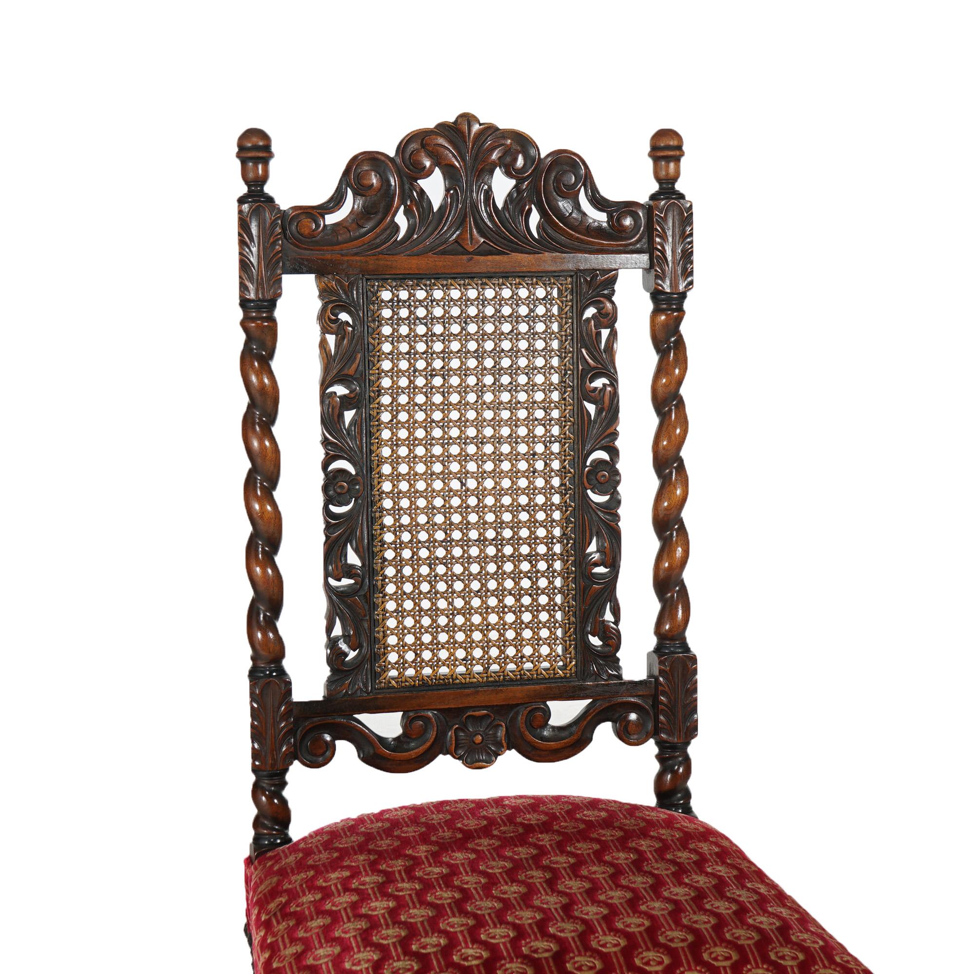 Antique Set of Six Kittinger Jacobean Style Carved Walnut Dining Chairs c1930 11