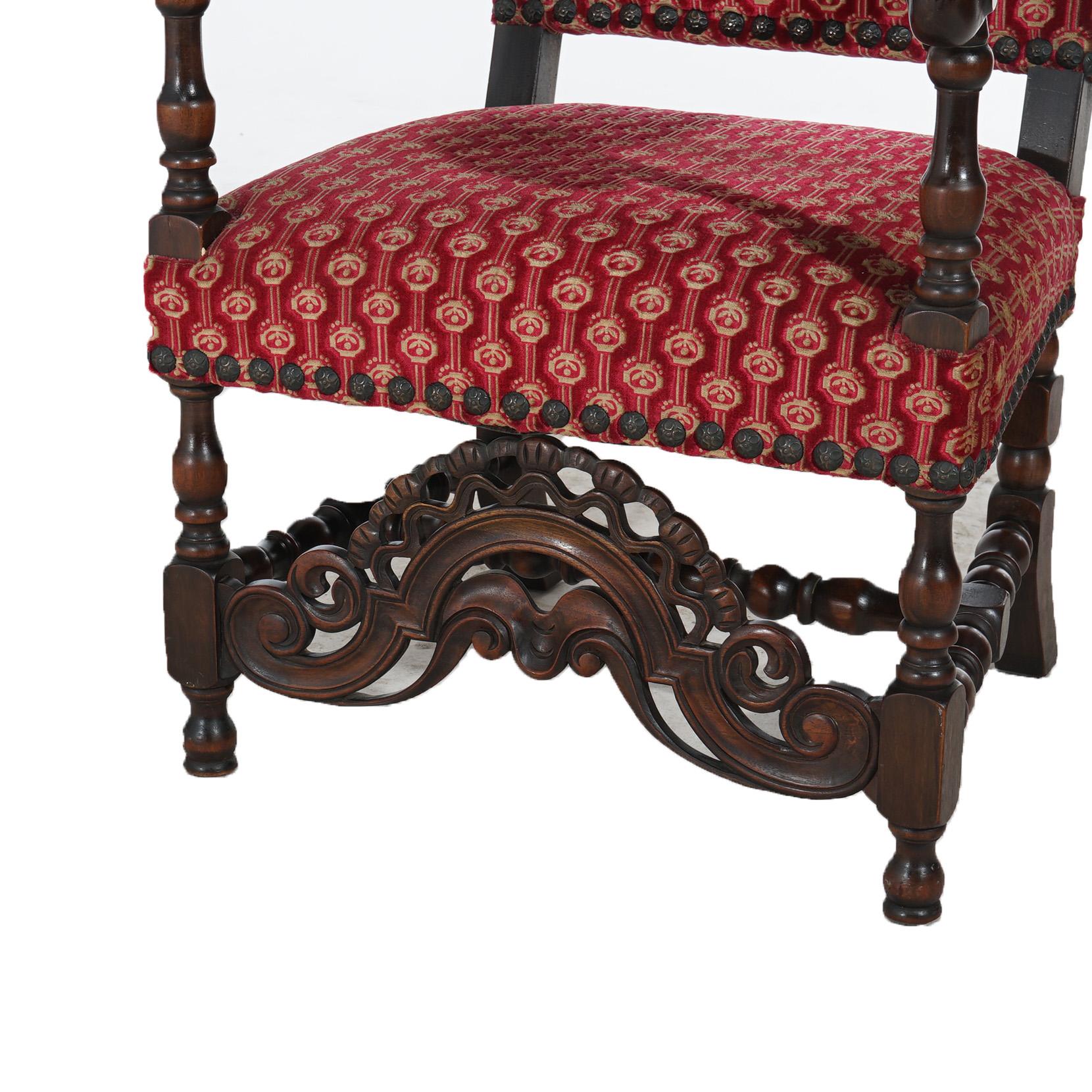 Antique Set of Six Kittinger Jacobean Style Carved Walnut Dining Chairs c1930 1