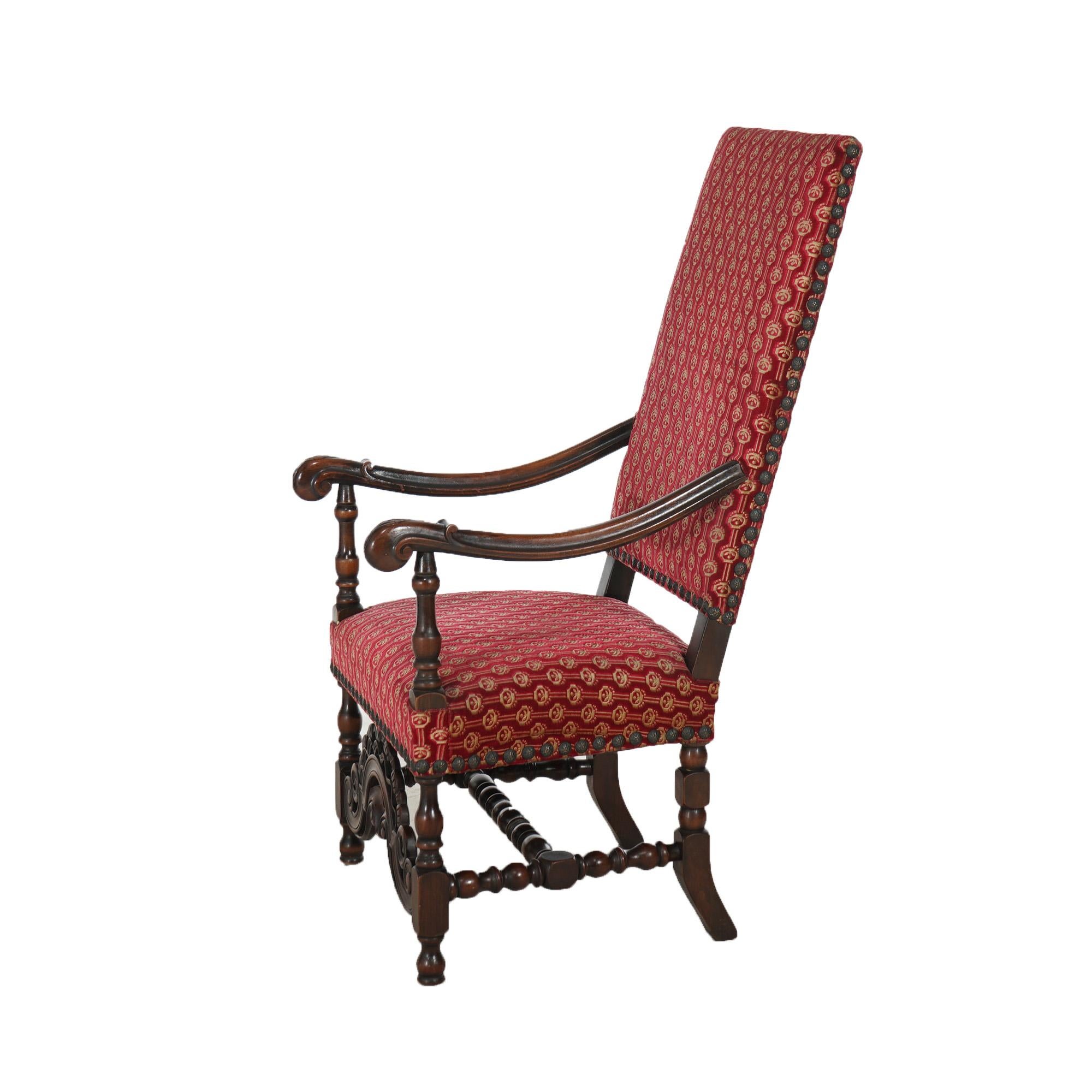 Antique Set of Six Kittinger Jacobean Style Carved Walnut Dining Chairs c1930 3