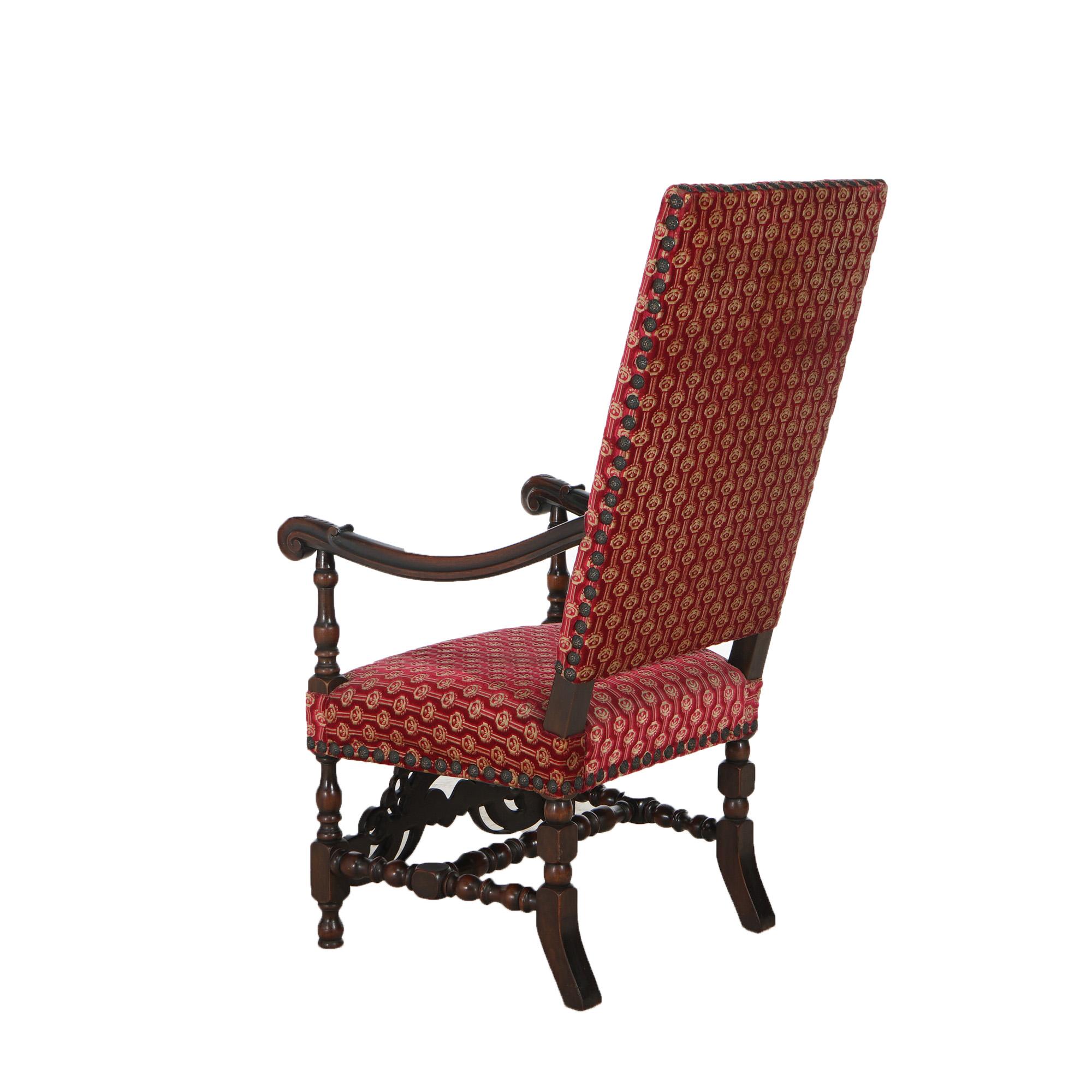 Antique Set of Six Kittinger Jacobean Style Carved Walnut Dining Chairs c1930 4