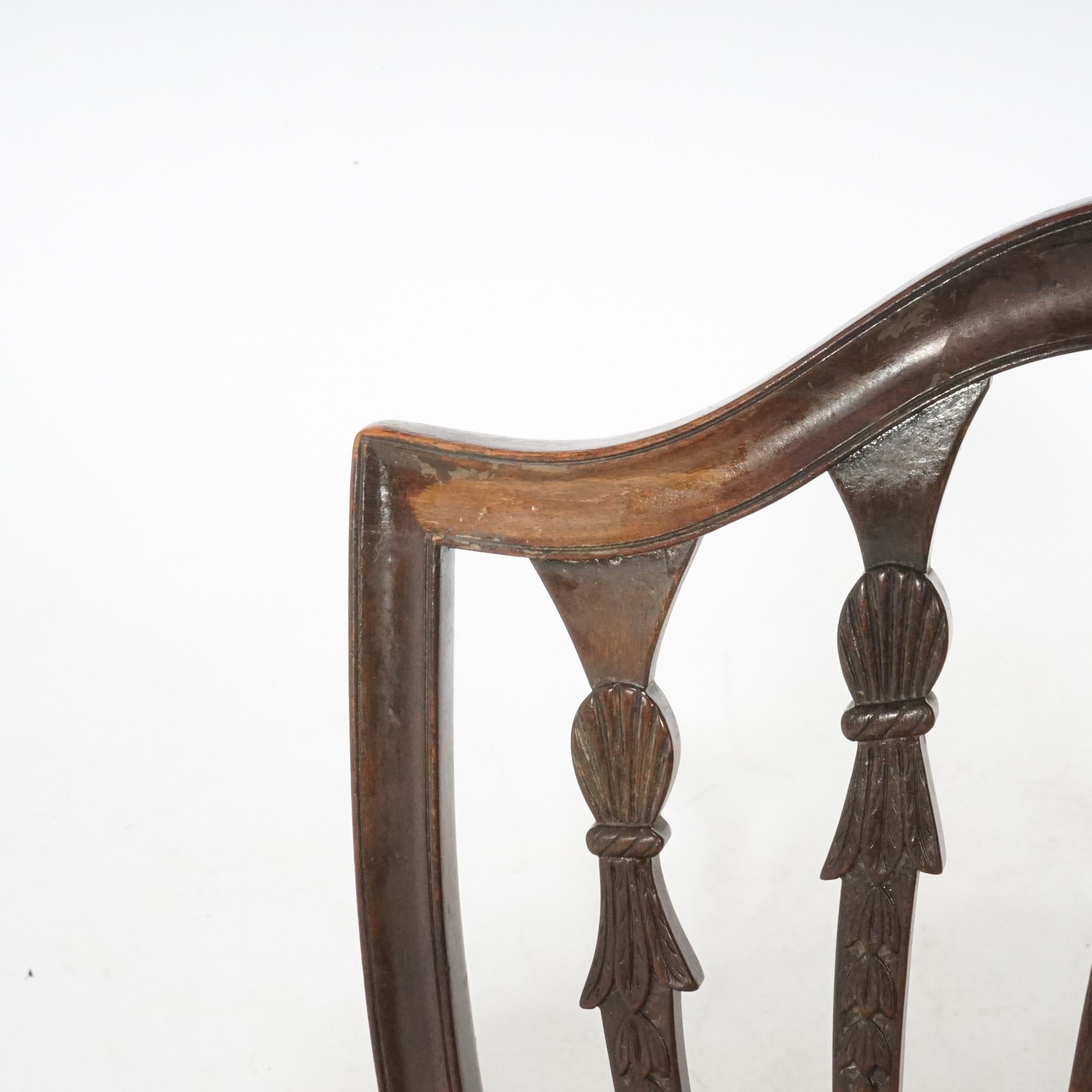 Antiker Satz von sechs Mahagoni Hepplewhite Shield Back Dining Chairs um 1920 10