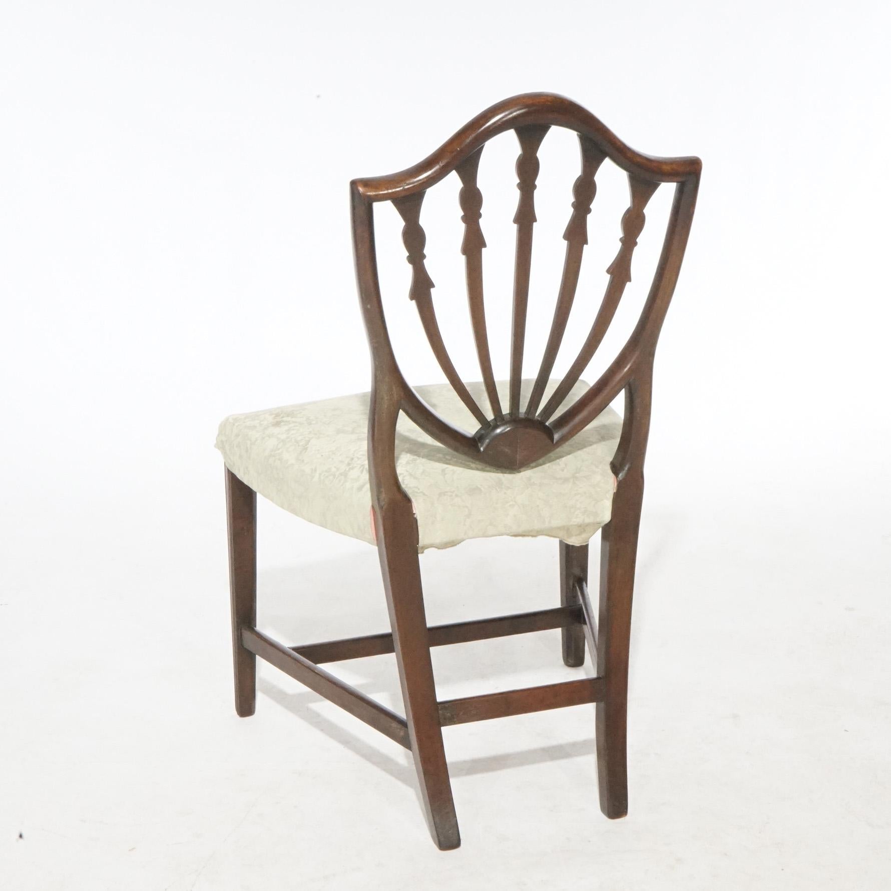 Antiker Satz von sechs Mahagoni Hepplewhite Shield Back Dining Chairs um 1920 12