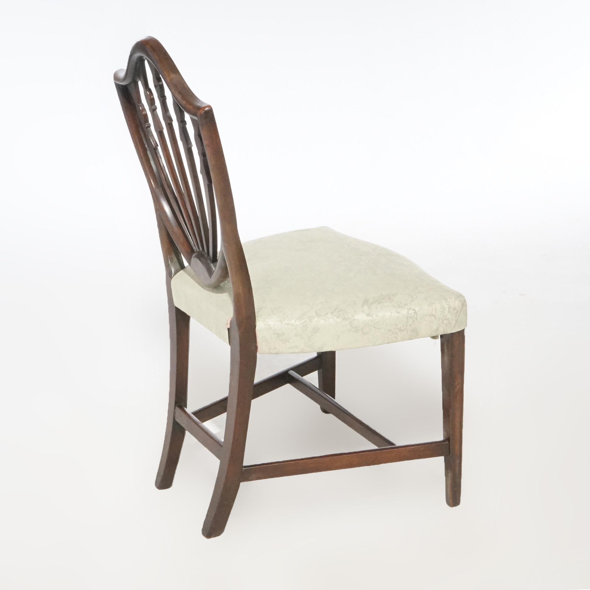 Antiker Satz von sechs Mahagoni Hepplewhite Shield Back Dining Chairs um 1920 13