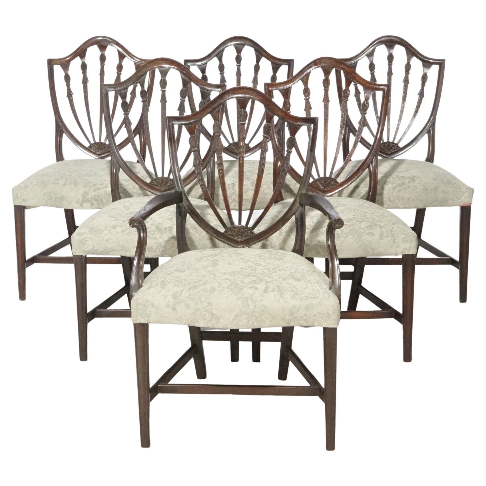 Set of 12 Vintage Hepplewhite Style Slat Back Mahogany Dining Chairs ...