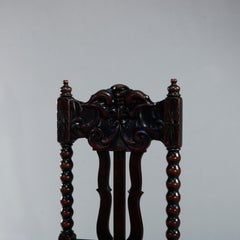 Antique Set of Six Oak R J Horner School Carved North Wind Dining Chairs, c 1900