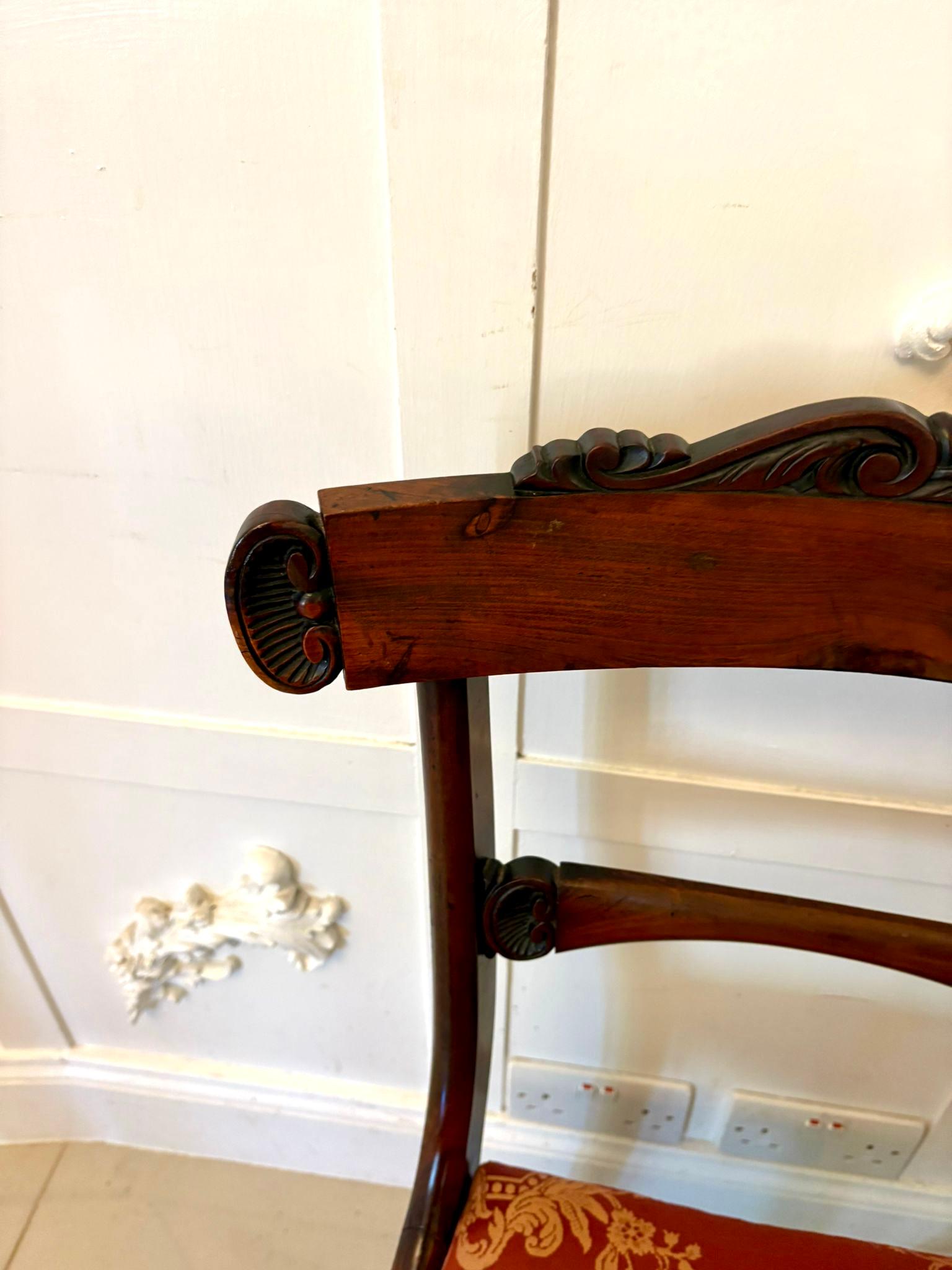 Antique Set of Six Quality Regency Carved Rosewood Dining Chairs im Angebot 4