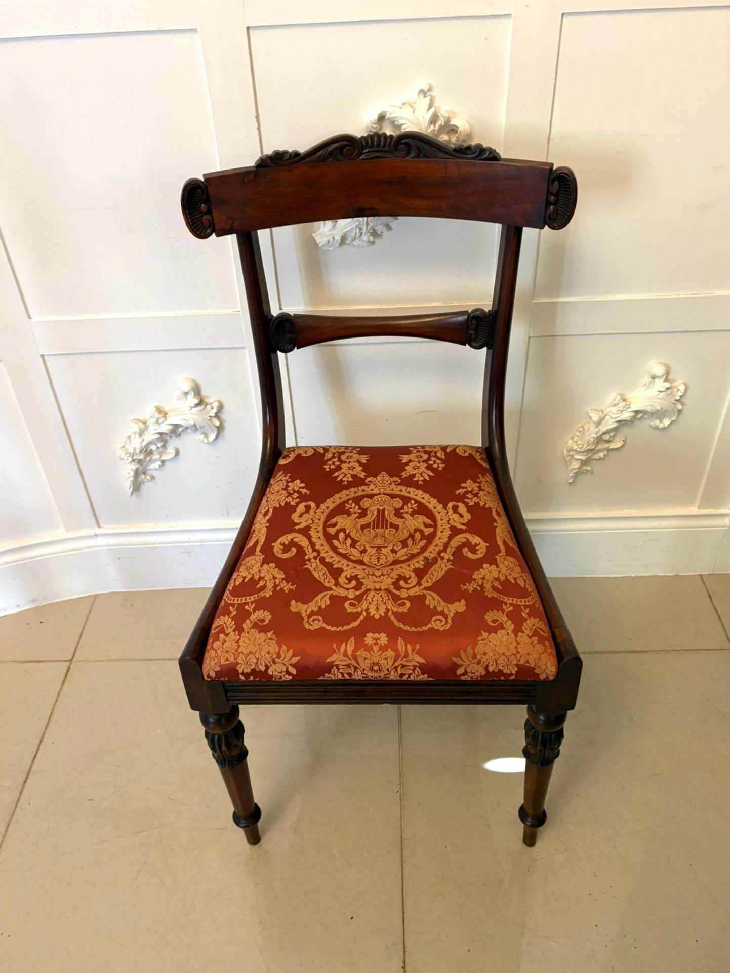 Antique Set of Six Quality Regency Carved Rosewood Dining Chairs im Angebot 6