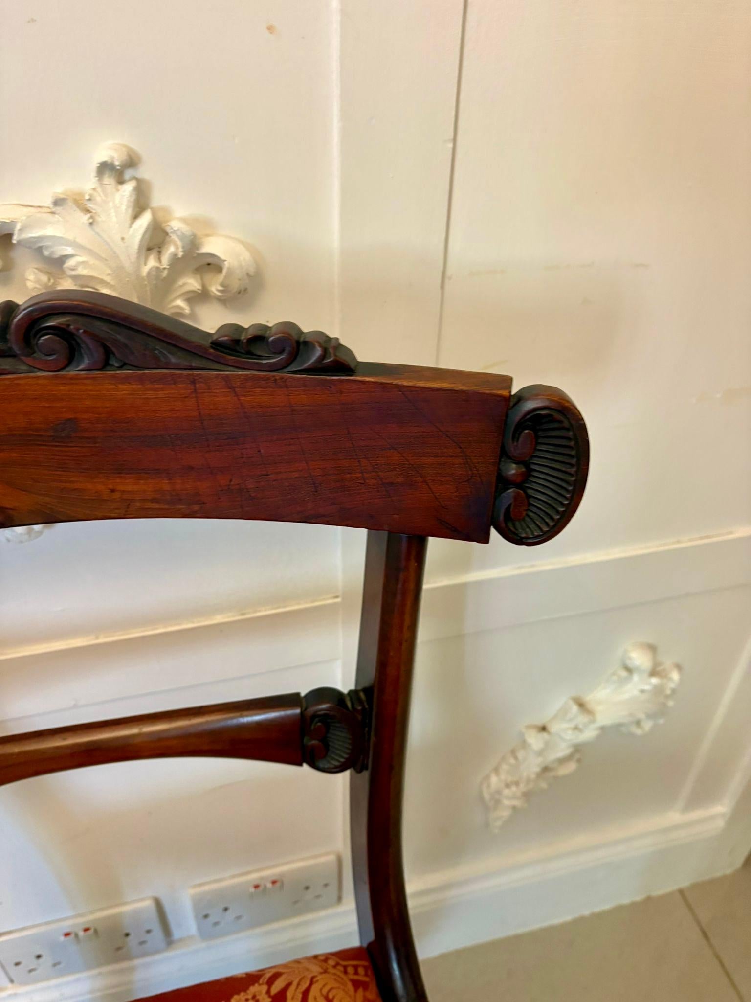 Antique Set of Six Quality Regency Carved Rosewood Dining Chairs im Angebot 7