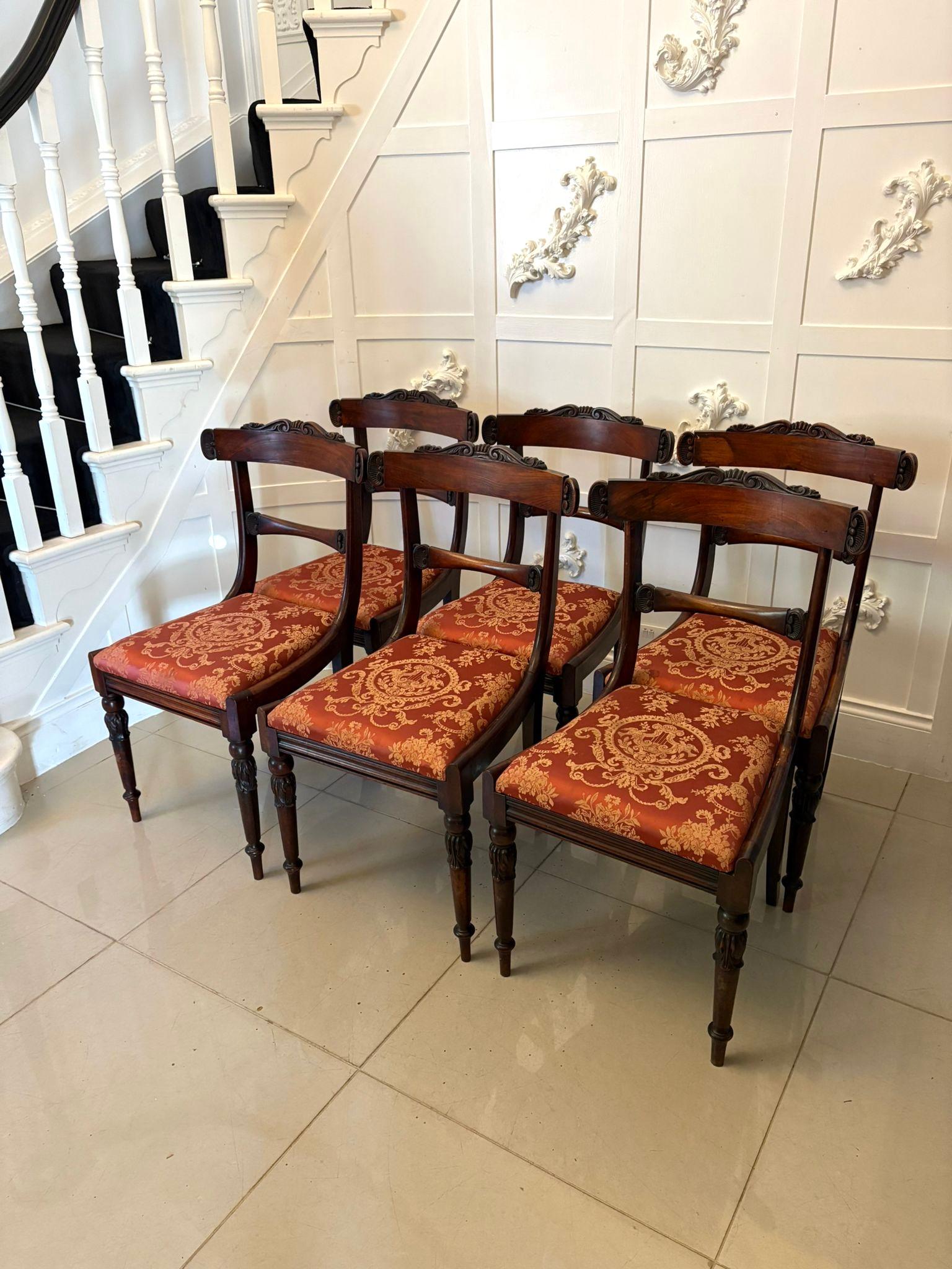 Antique Set of Six Quality Regency Carved Rosewood Dining Chairs (Englisch) im Angebot