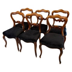 Antique Set of Six Quality Victorian Rosewood Balloon Back Dining Chairs