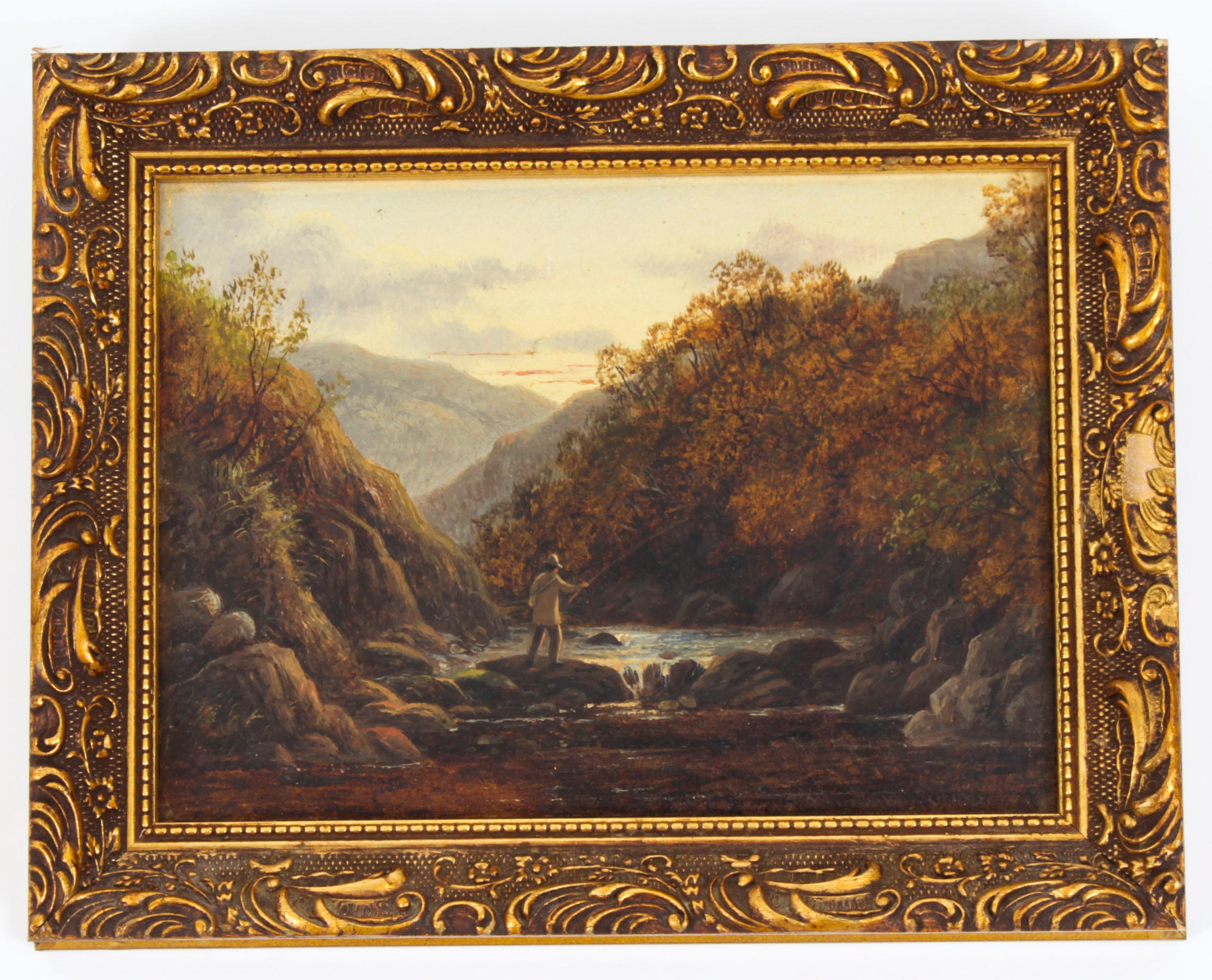 Antique Set of Six River Landscapes Paintngs 19th Century For Sale 5