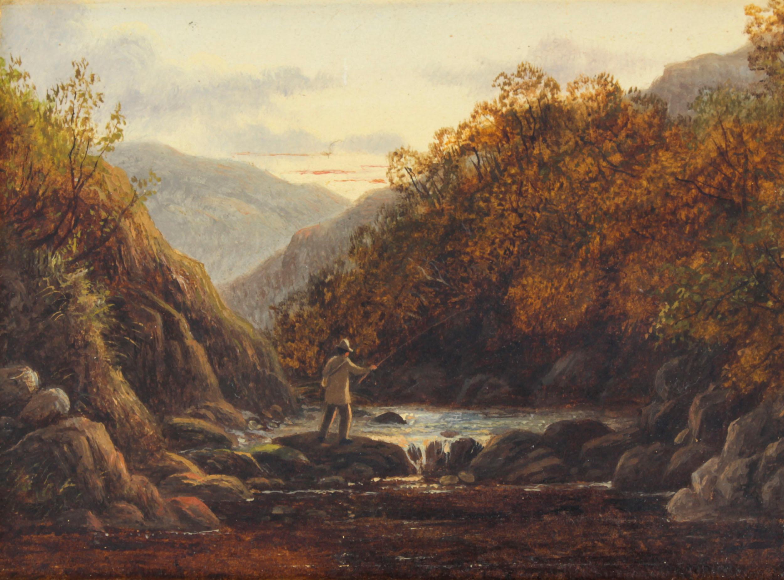 Antique Set of Six River Landscapes Paintngs 19th Century For Sale 6