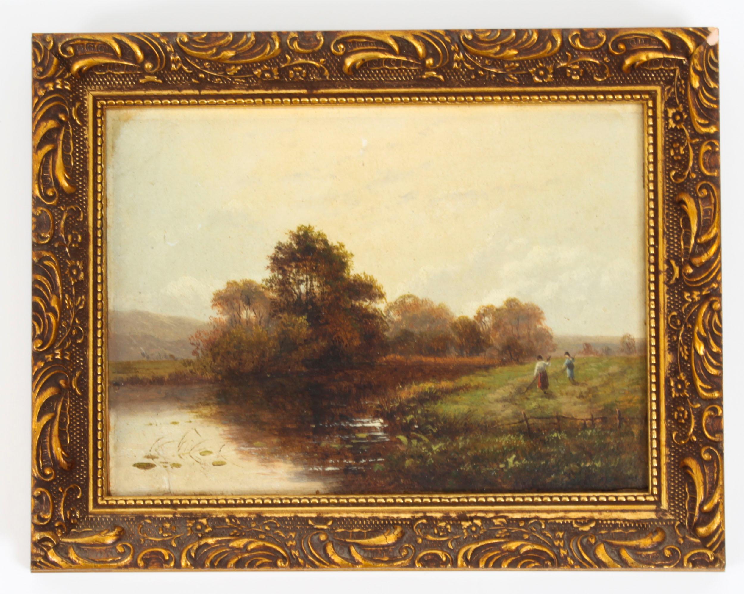 Antique Set of Six River Landscapes Paintngs 19th Century For Sale 8