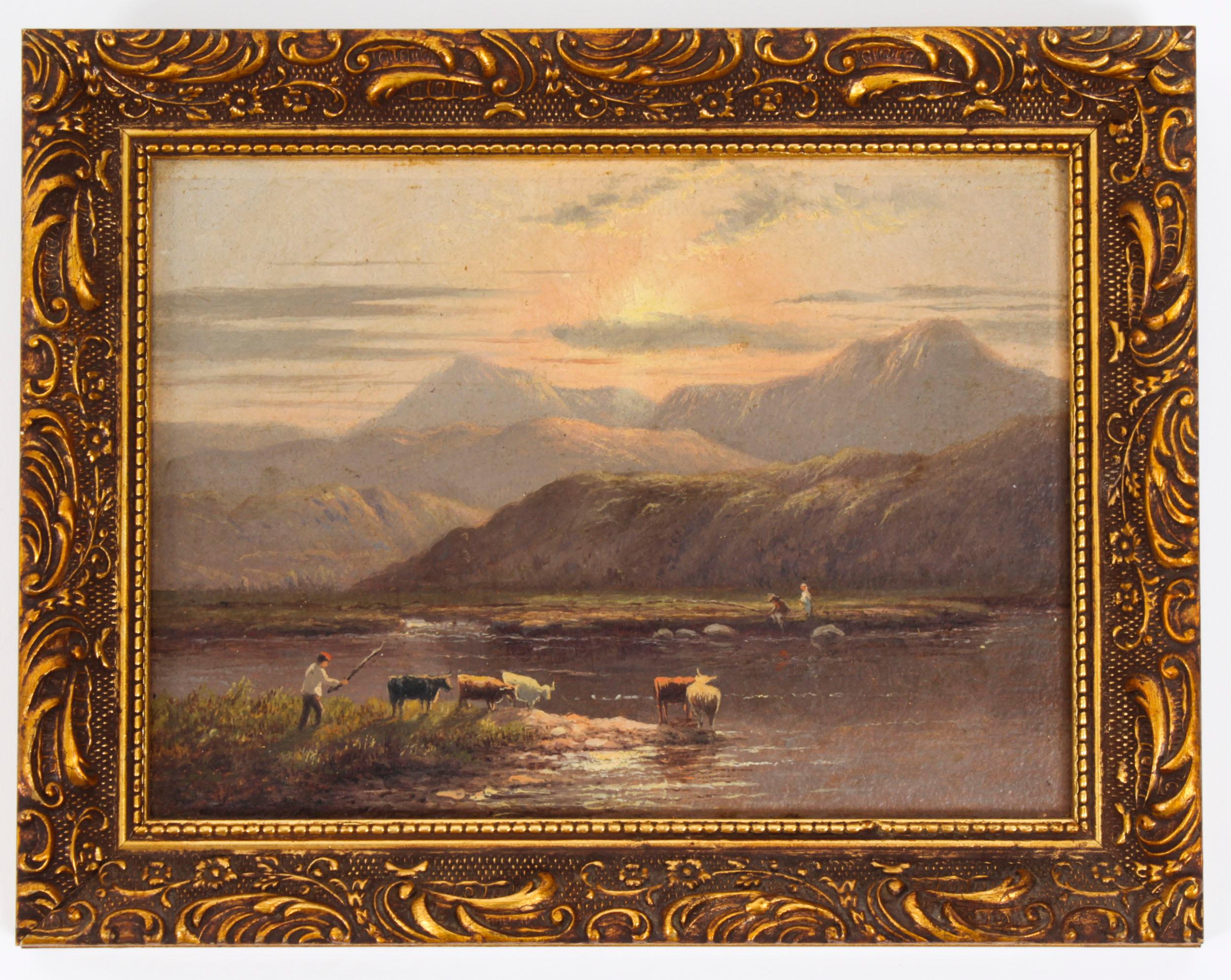 Antique Set of Six River Landscapes Paintngs 19th Century For Sale 11