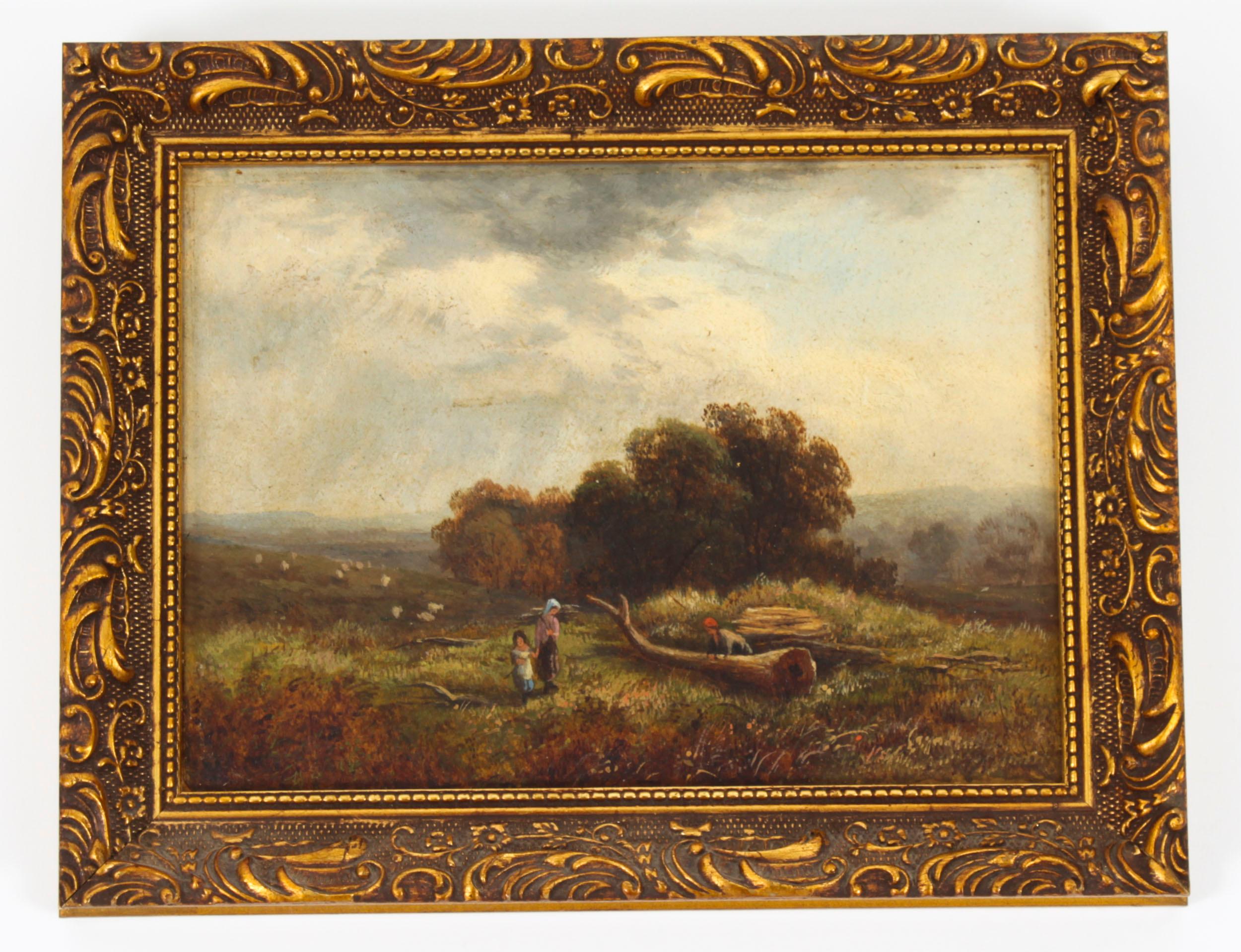 This is a beautiful set of six English antique oil on board paintings of 