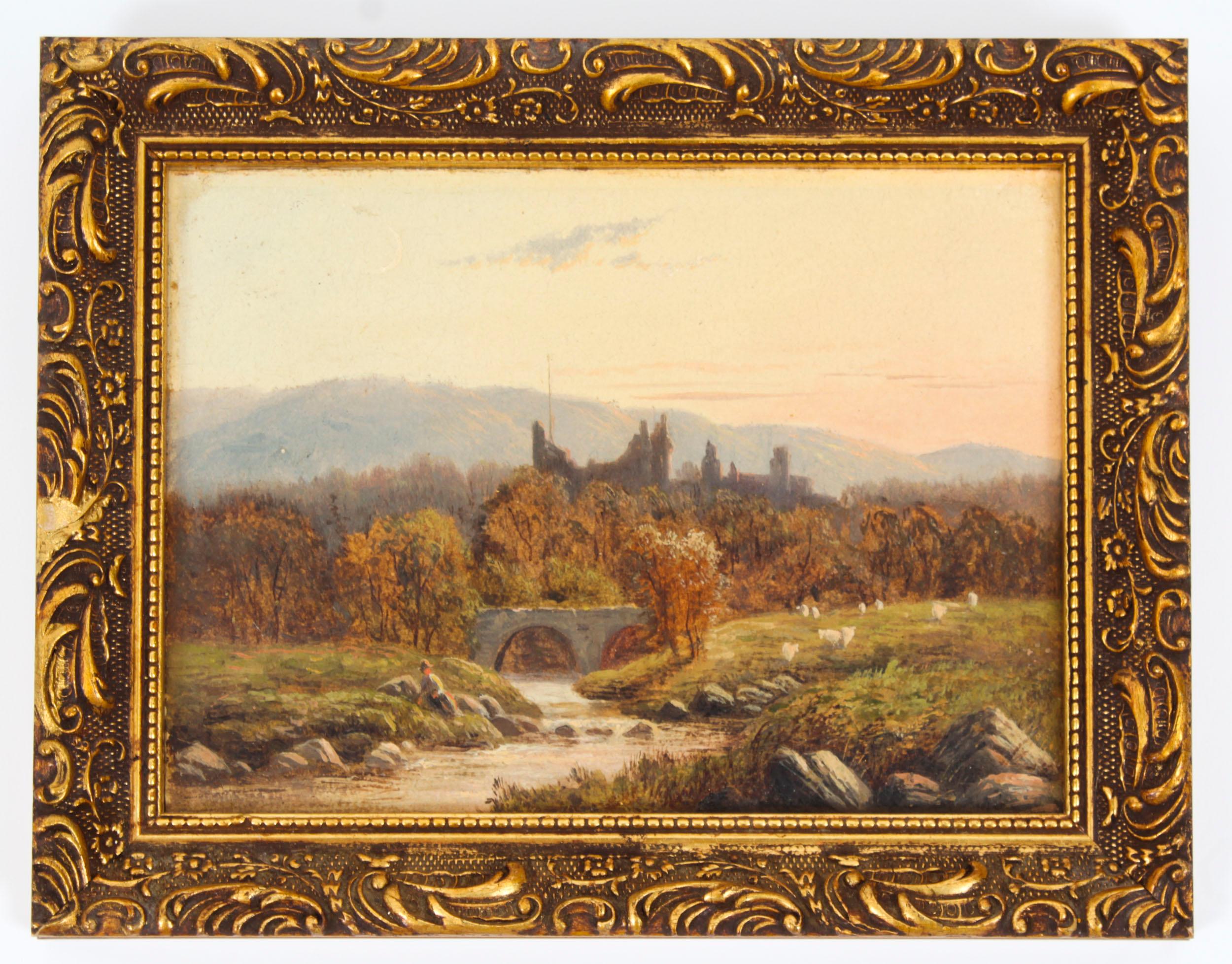 Late 19th Century Antique Set of Six River Landscapes Paintngs 19th Century For Sale