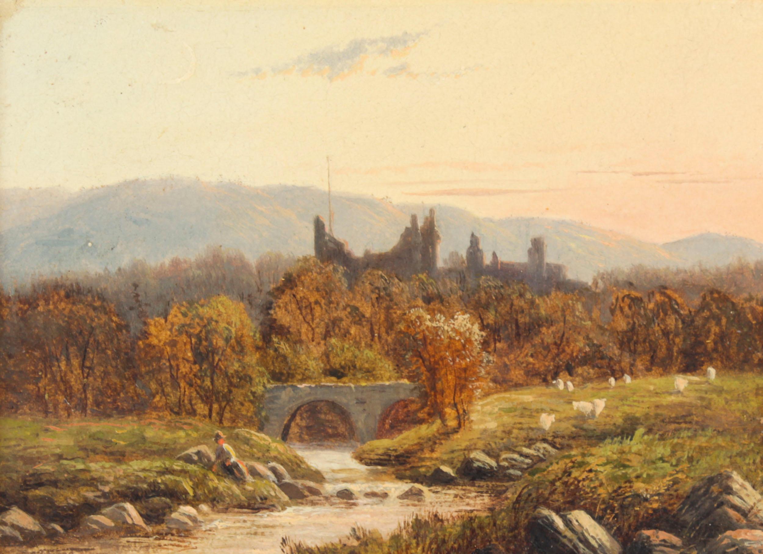 Canvas Antique Set of Six River Landscapes Paintngs 19th Century For Sale