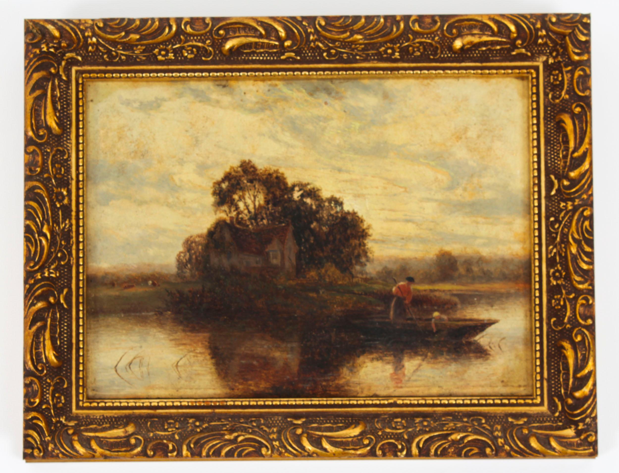 Antique Set of Six River Landscapes Paintngs 19th Century For Sale 2