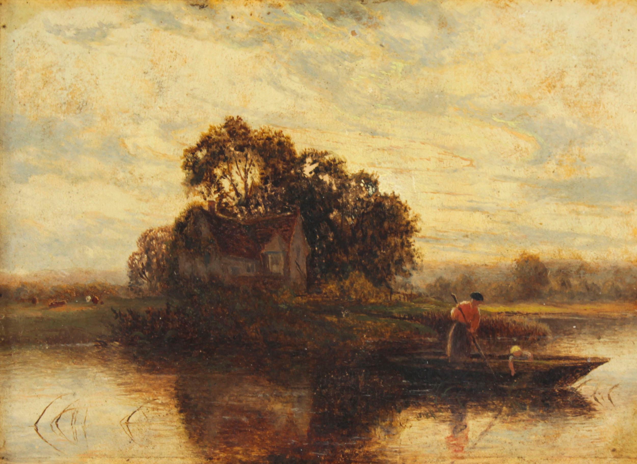 Antique Set of Six River Landscapes Paintngs 19th Century For Sale 3