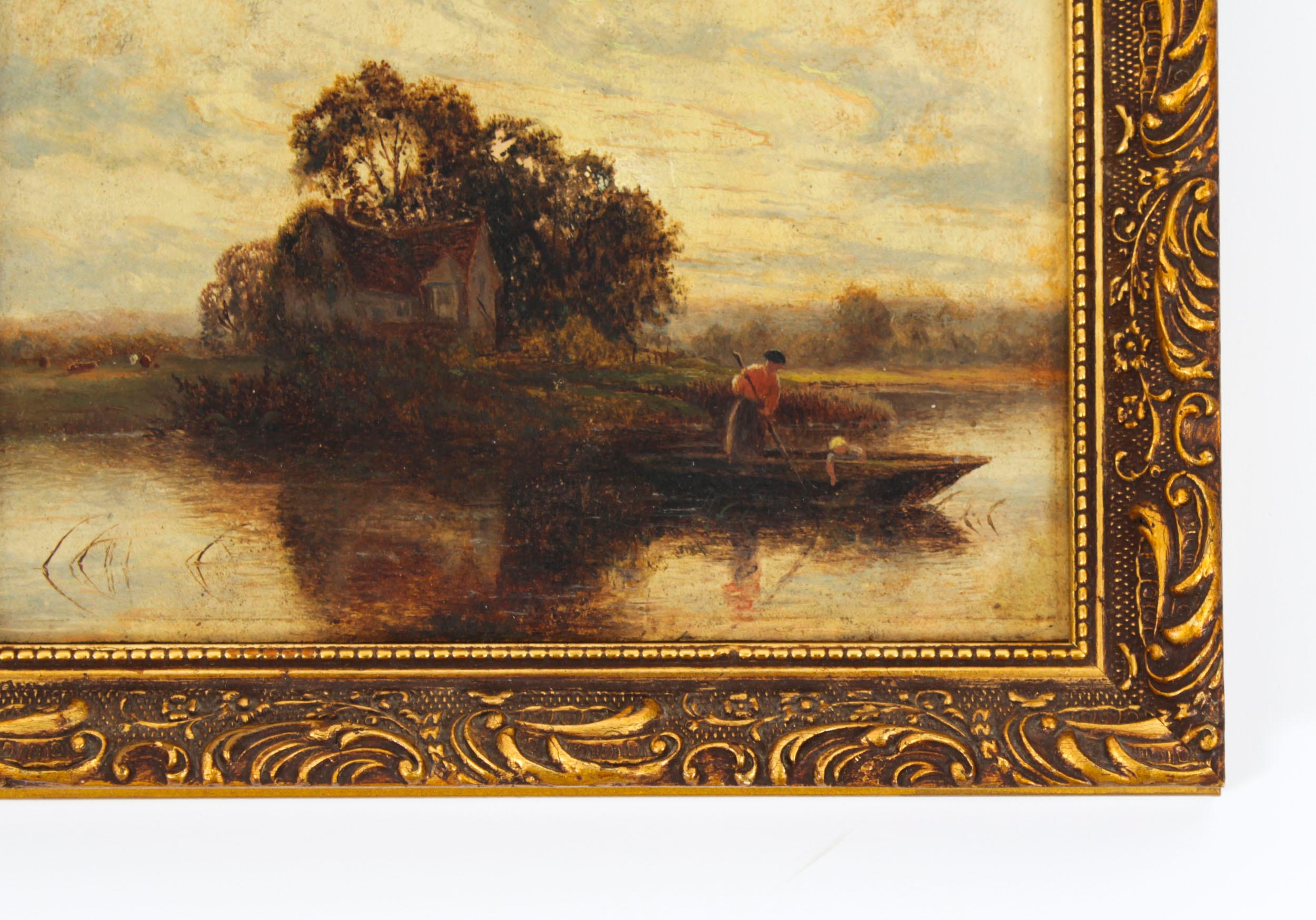 Antique Set of Six River Landscapes Paintngs 19th Century For Sale 4