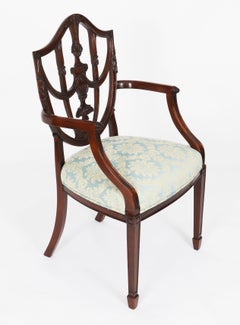 Antique Set of Sixteen Federal Revival Shield Back Dining Chairs 20th Century