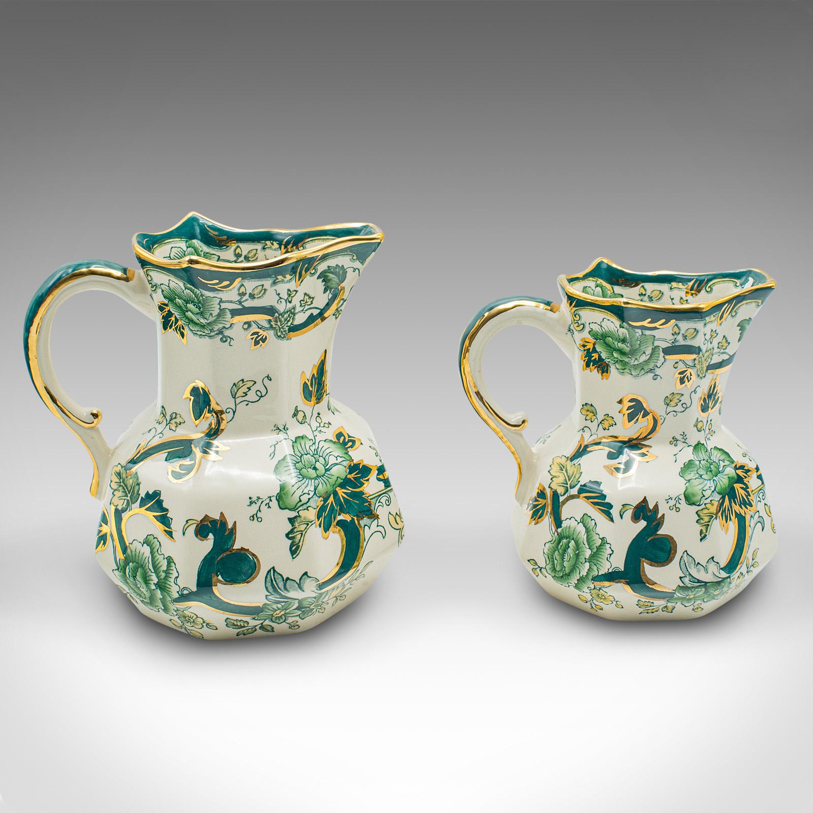 Antikes Tischgefäß-Set aus Steingutkrügen, Englisch, Keramik, Soßen, Sauciere, Creme, um 1920 (Georgian) im Angebot