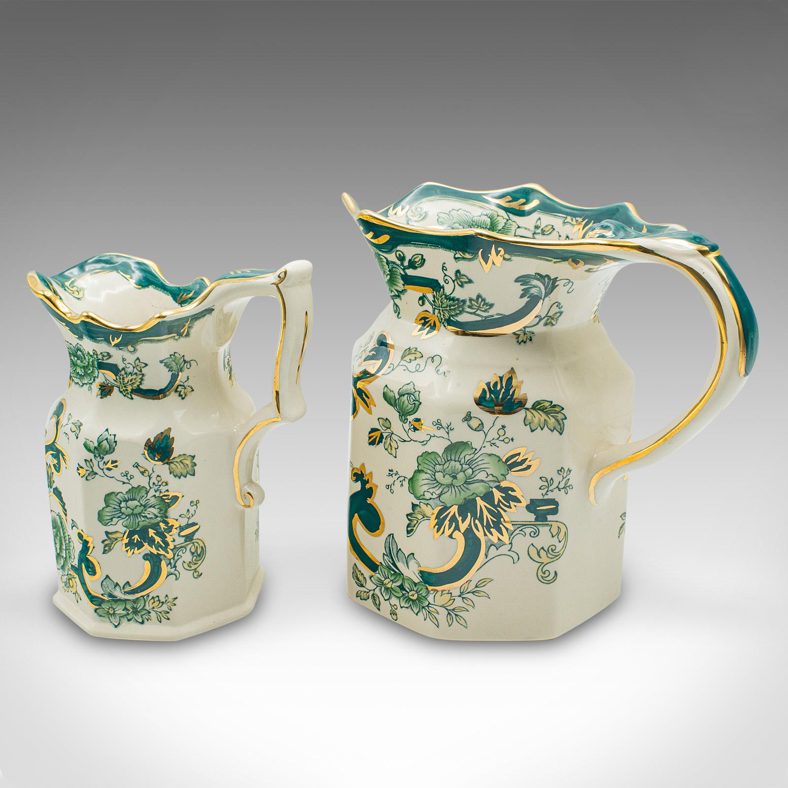 Antikes Tischgefäß-Set aus Steingutkrügen, Englisch, Keramik, Soßen, Sauciere, Creme, um 1920 im Zustand „Gut“ im Angebot in Hele, Devon, GB