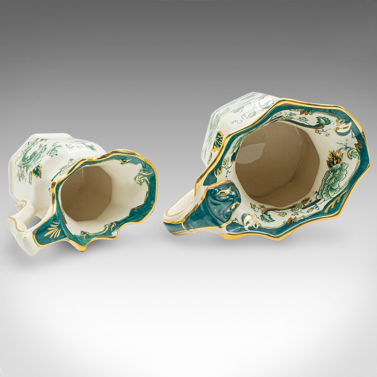 Antikes Tischgefäß-Set aus Steingutkrügen, Englisch, Keramik, Soßen, Sauciere, Creme, um 1920 im Angebot 3