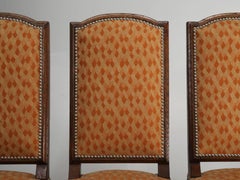 Antique Set of Ten French Oak Dining Table Chairs