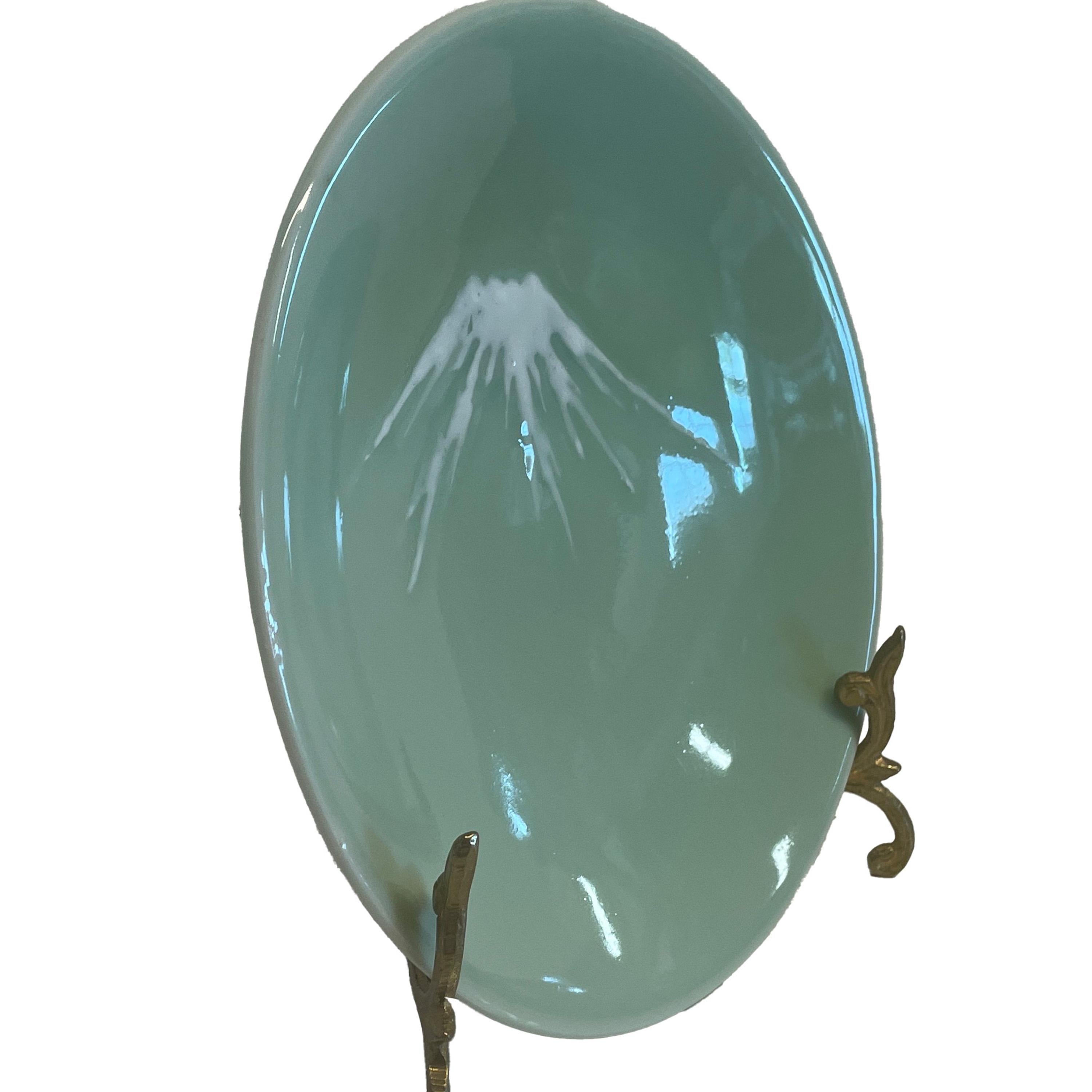 Antiguo Juego de Diez Platos Japoneses Nabeshima Mt Fuji Celadon Cerámica 8.5