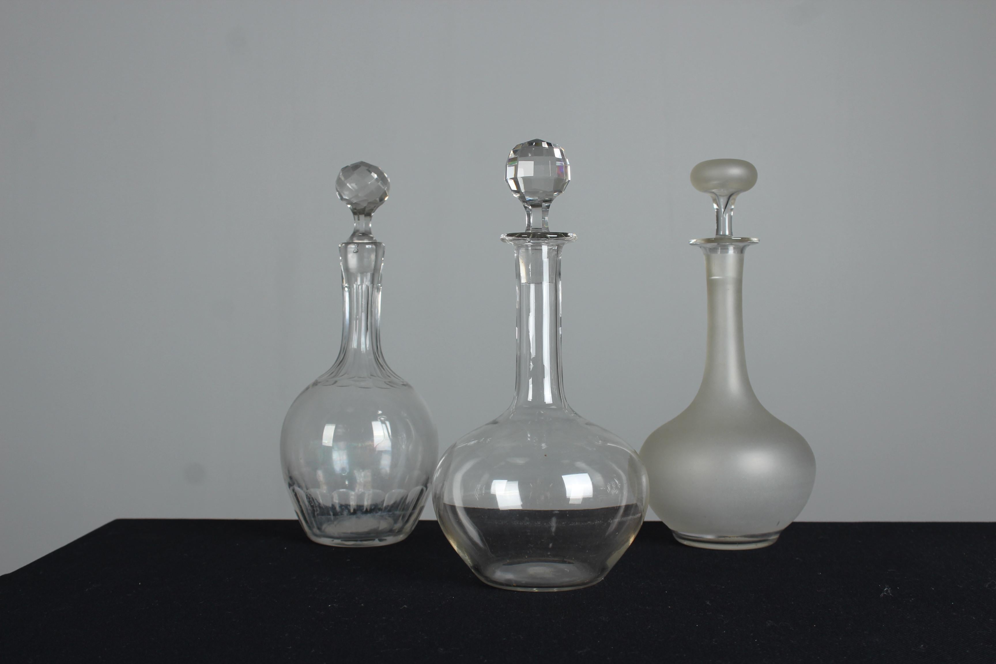 French Antique Set Of Three Carafes, France, 20th Century, 26 cm For Sale