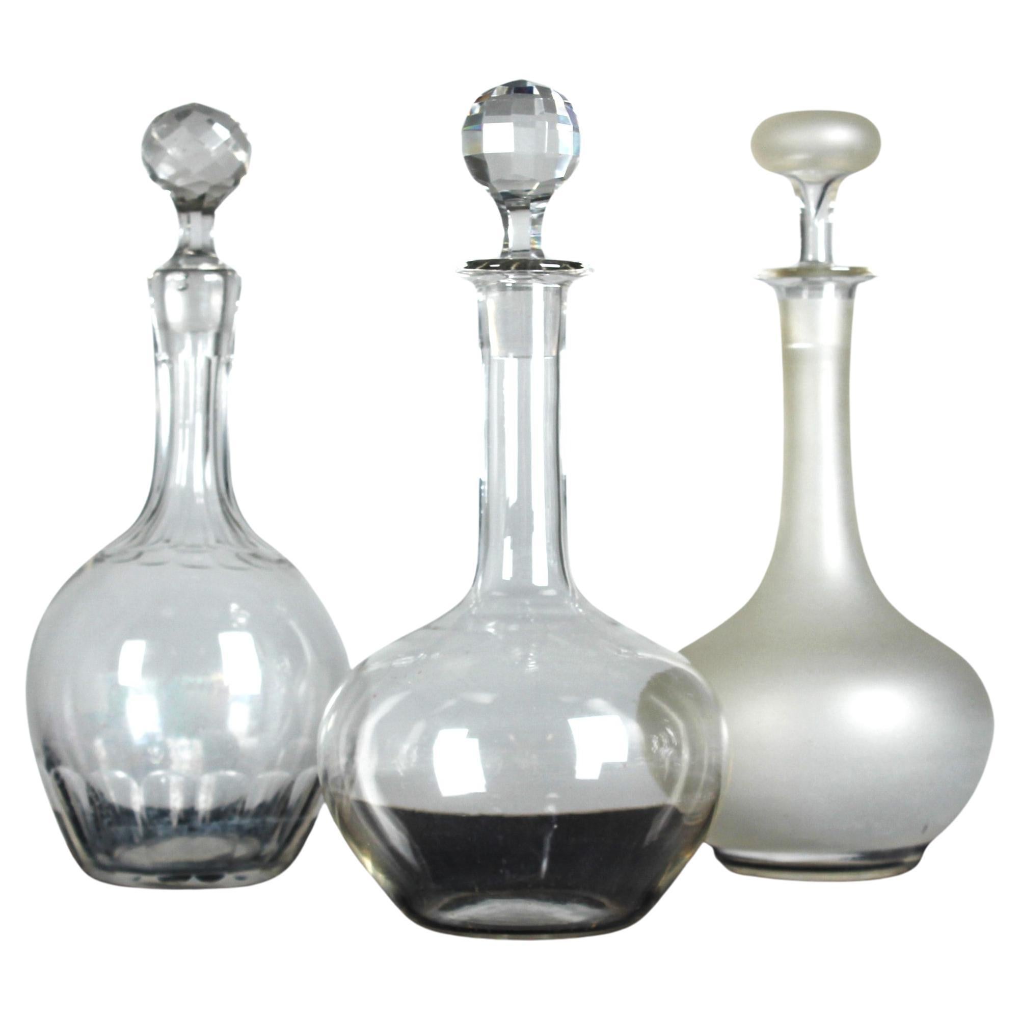Antique Set Of Three Carafes, France, 20th Century, 26 cm For Sale
