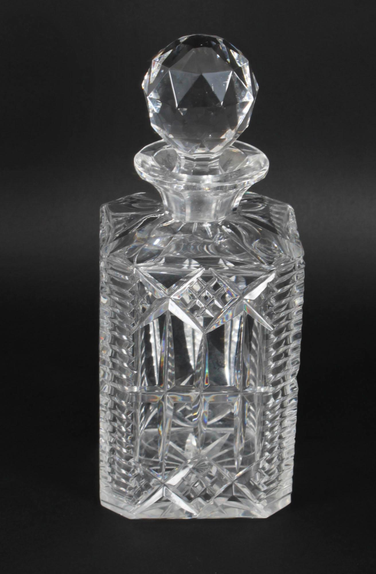 Antique Set of Three Cut Crystal Decanters Early 20th Century For Sale 1