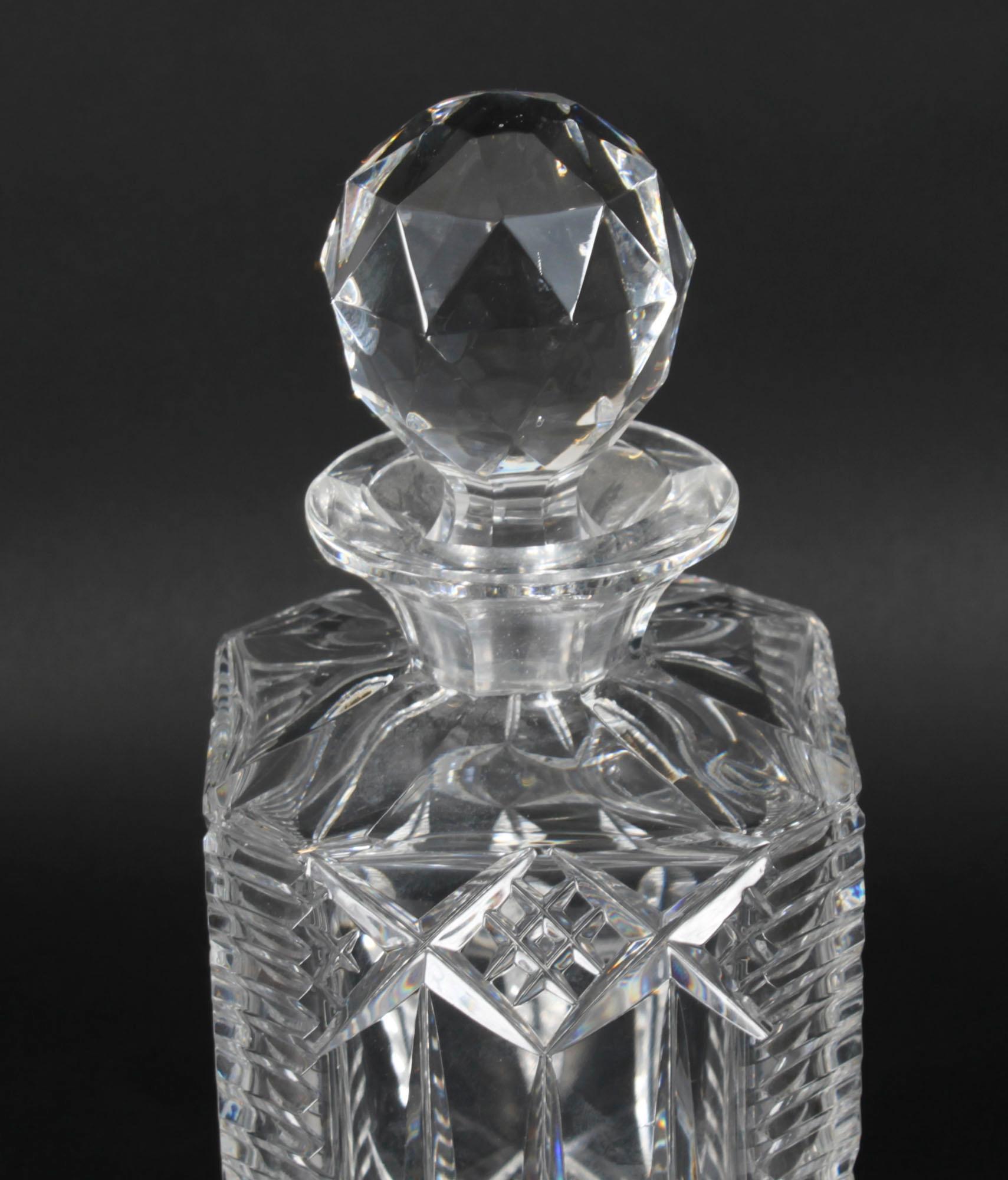 Antique Set of Three Cut Crystal Decanters Early 20th Century For Sale 2