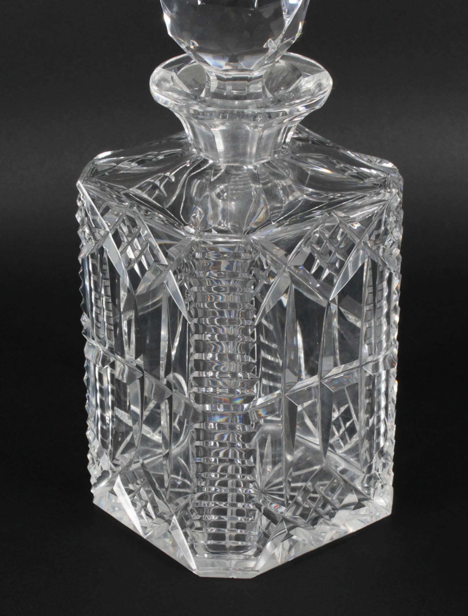 Antique Set of Three Cut Crystal Decanters Early 20th Century For Sale 4