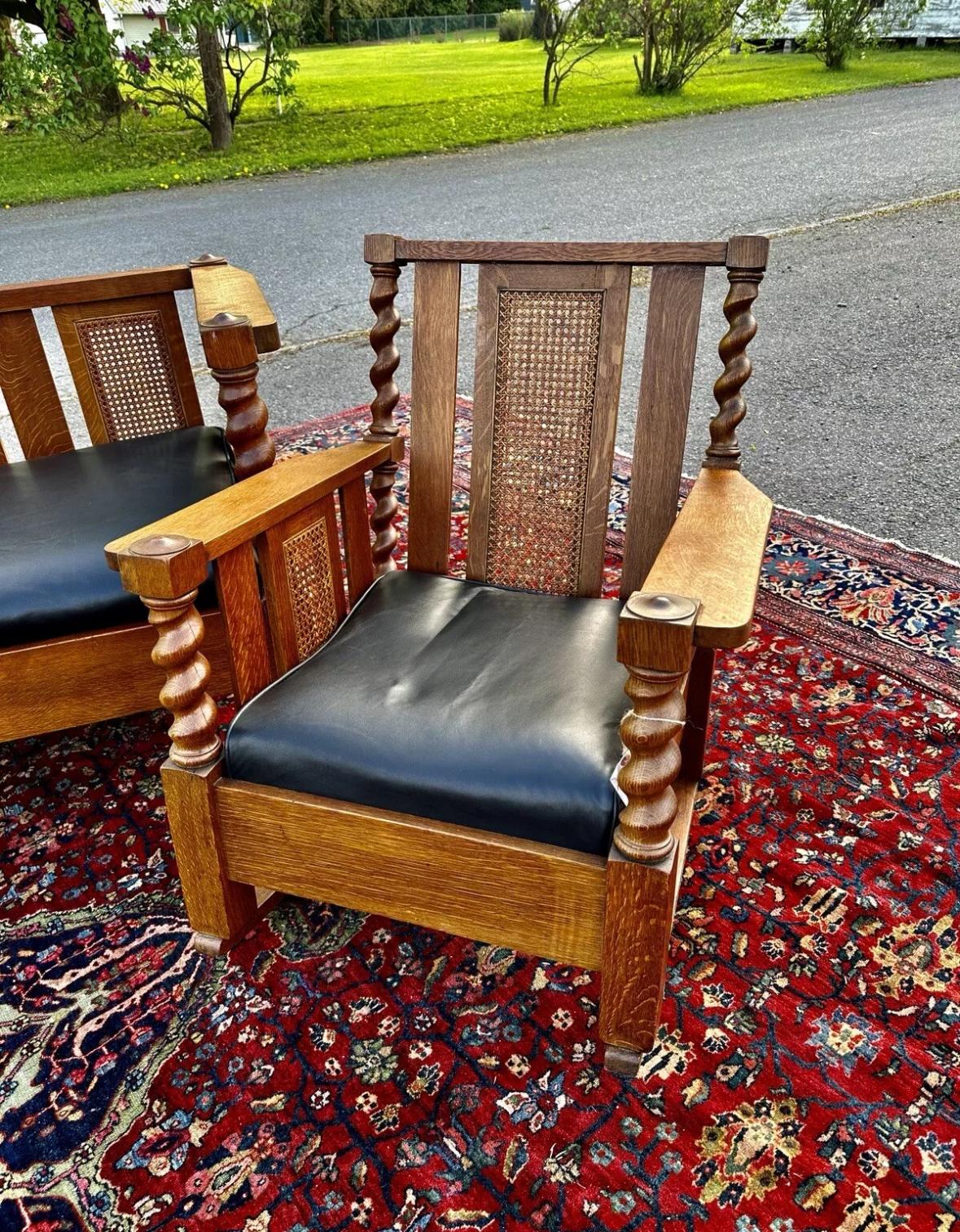 ANTIQUE Ensemble de trois sièges Stickley Brothers, c. 1900 - W8018      MUST SELL en vente 10