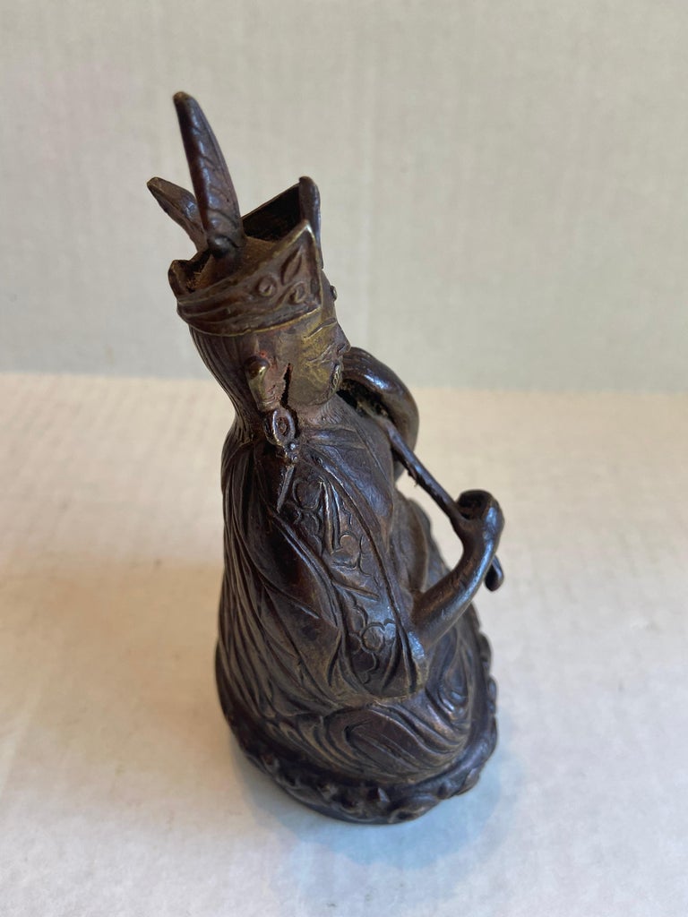 Antique Set of Three Tibetan Bronze Statues of Scholars For Sale at 1stDibs