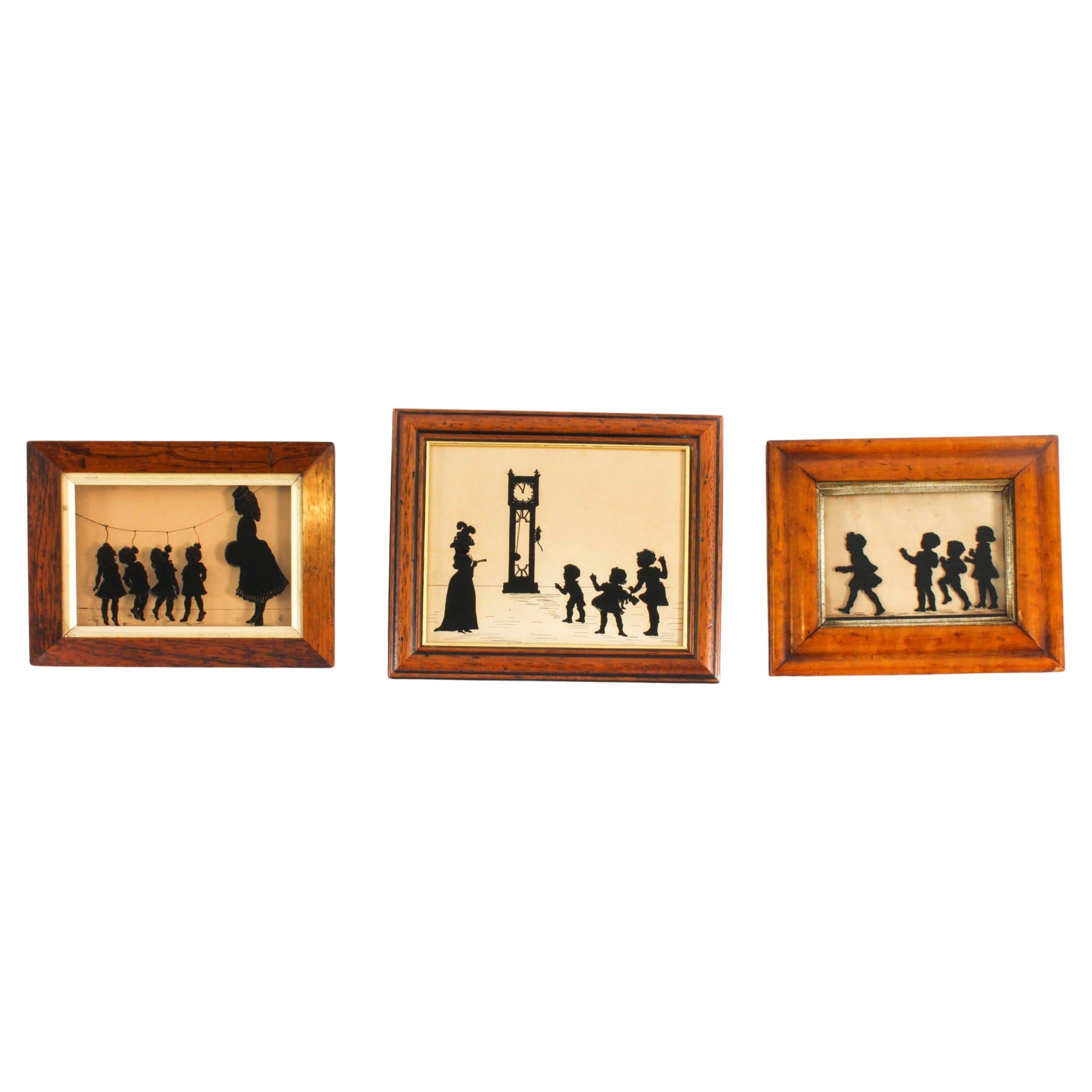 Conjunto antiguo de tres siluetas victorianas Siglo XIX