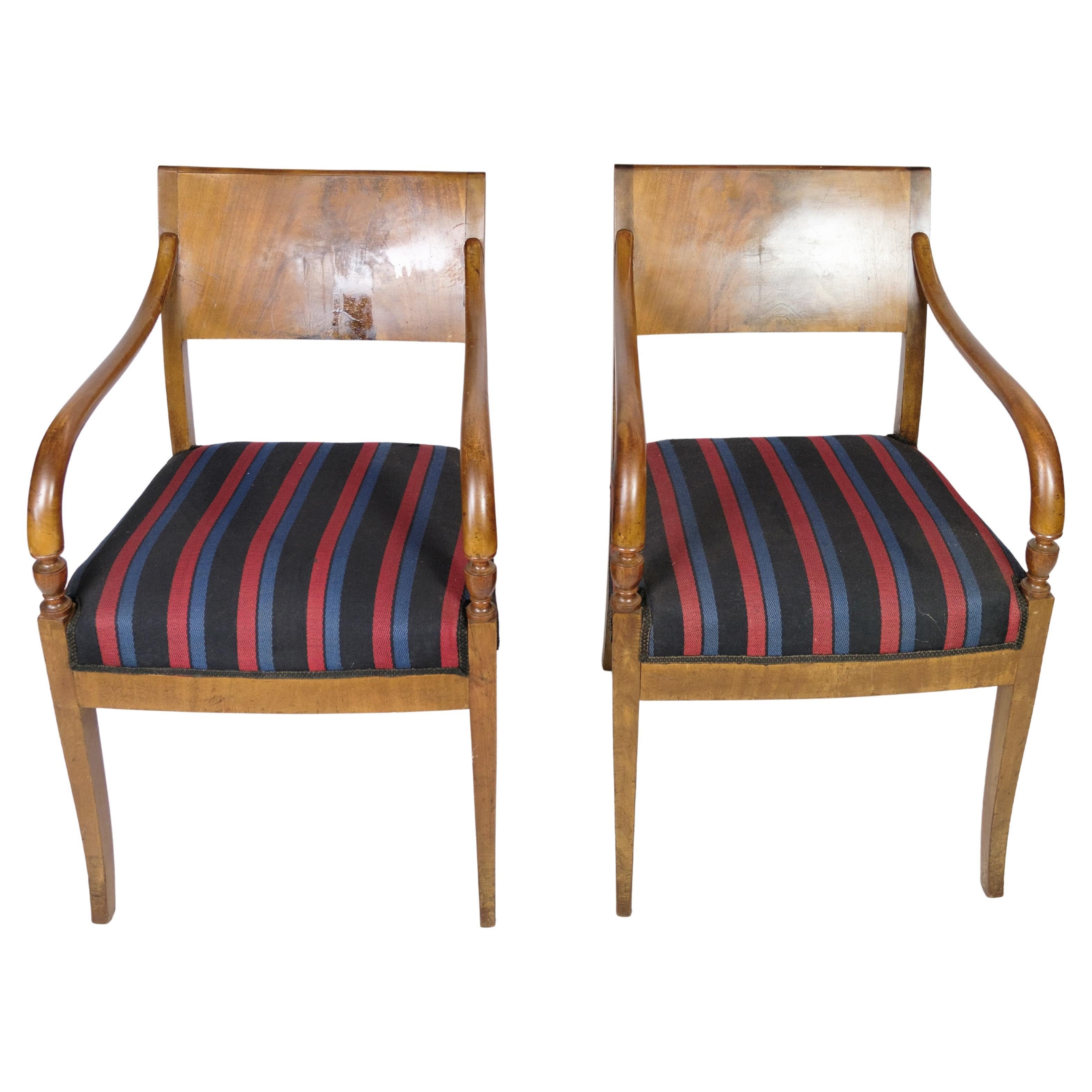 Antique Set of Two Armchairs in Mahogany Empire Style, 1920 For Sale