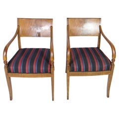 Antique Set of Two Armchairs in Mahogany Empire Style, 1920