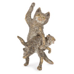 Antique Set of Viennese Cold Painted Bronze Cats