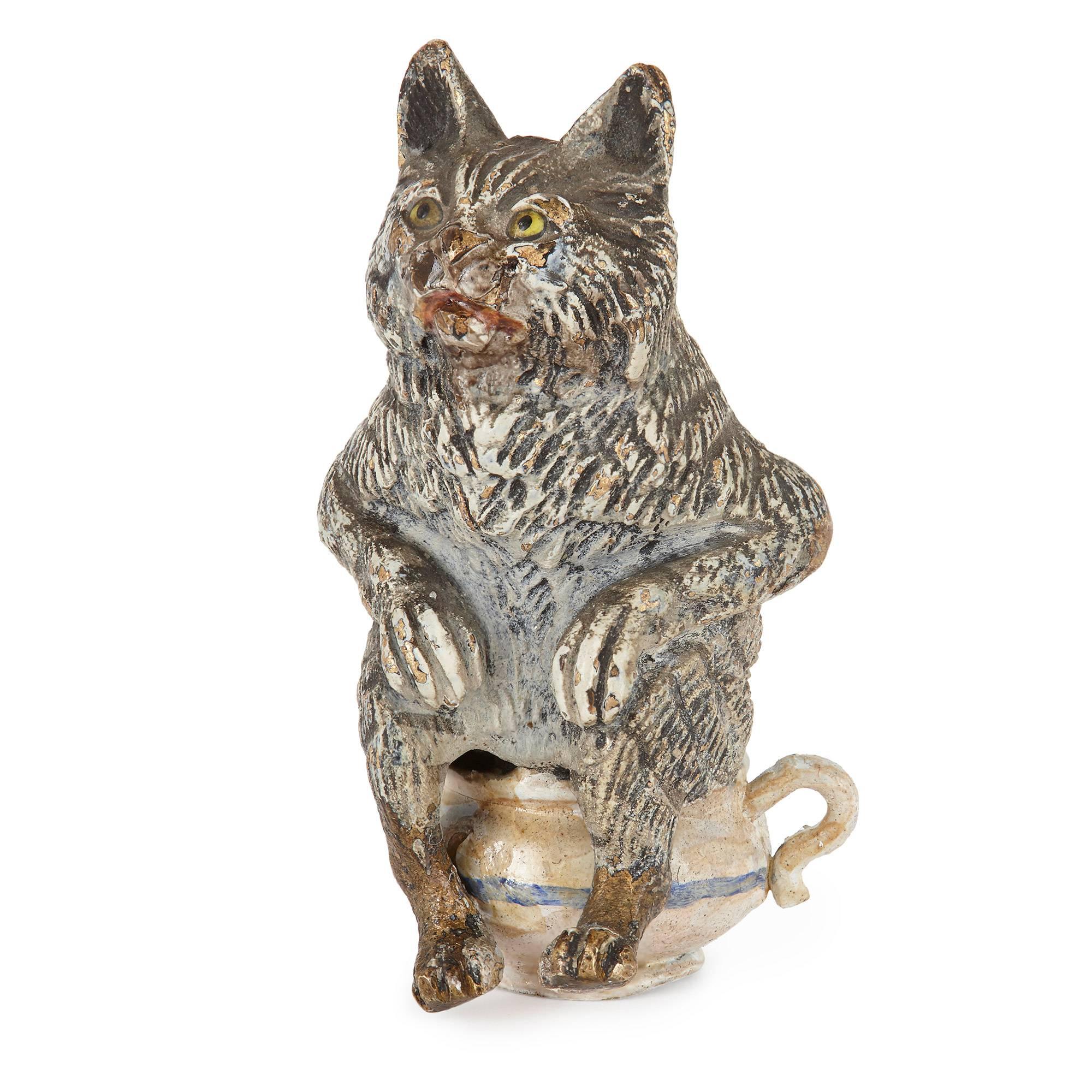 19th Century Antique Set of Viennese Cold Painted Bronze Cats For Sale