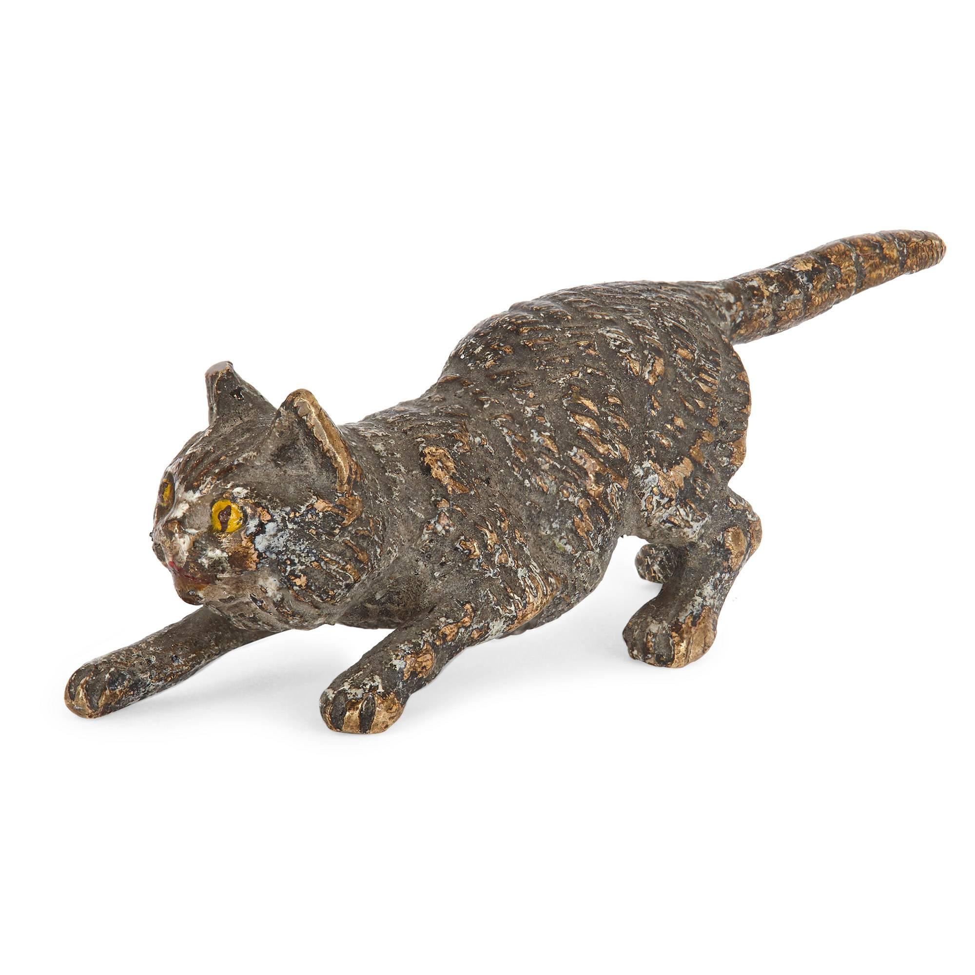Ensemble viennois ancien de chats en bronze peint à froid en vente 1