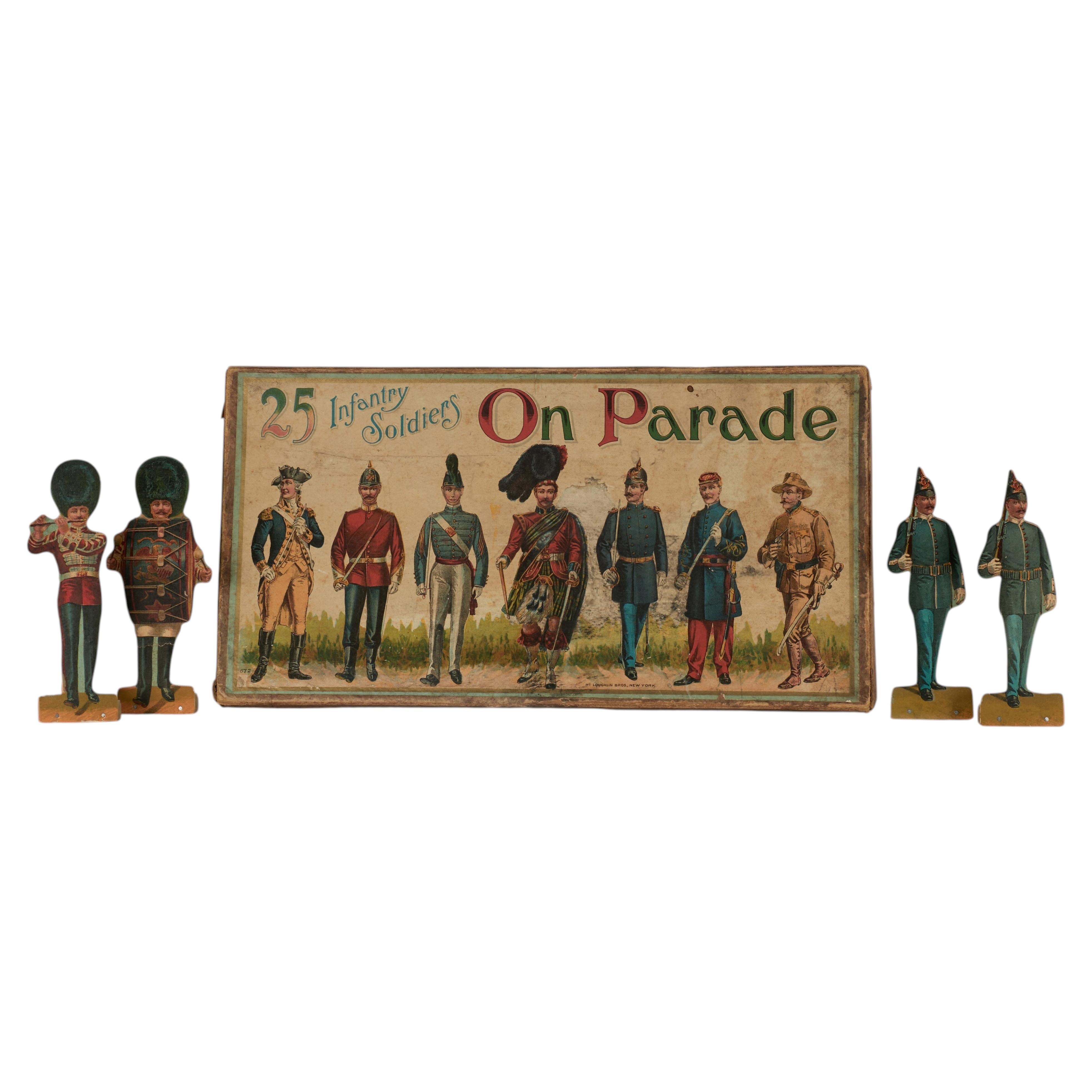 Antique Set or Game of "25 Infantry Soldiers on Parade"