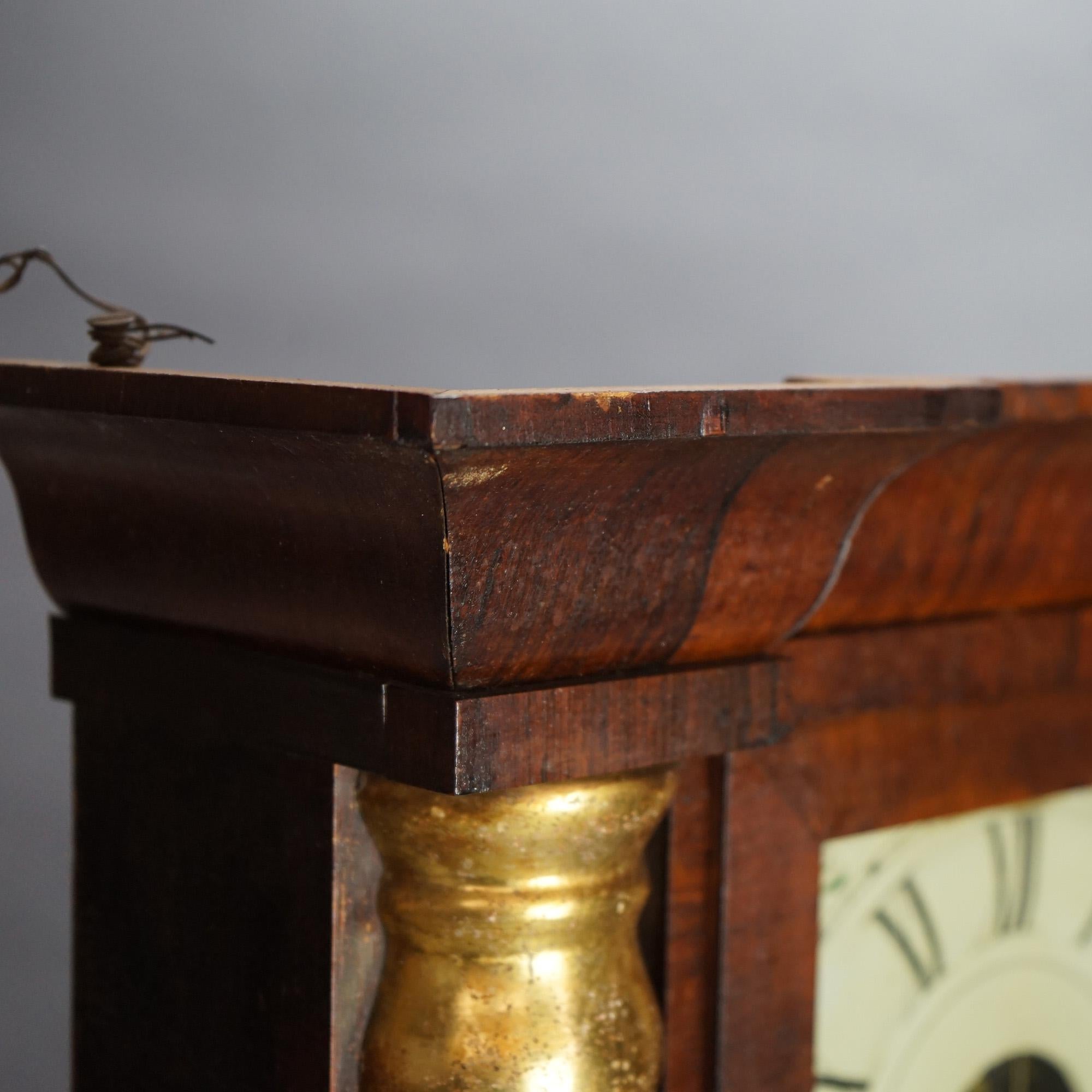 Antique Seth Thomas Flame Mahogany & Rosewood Open Escapement Mantel Clock c1840 For Sale 6